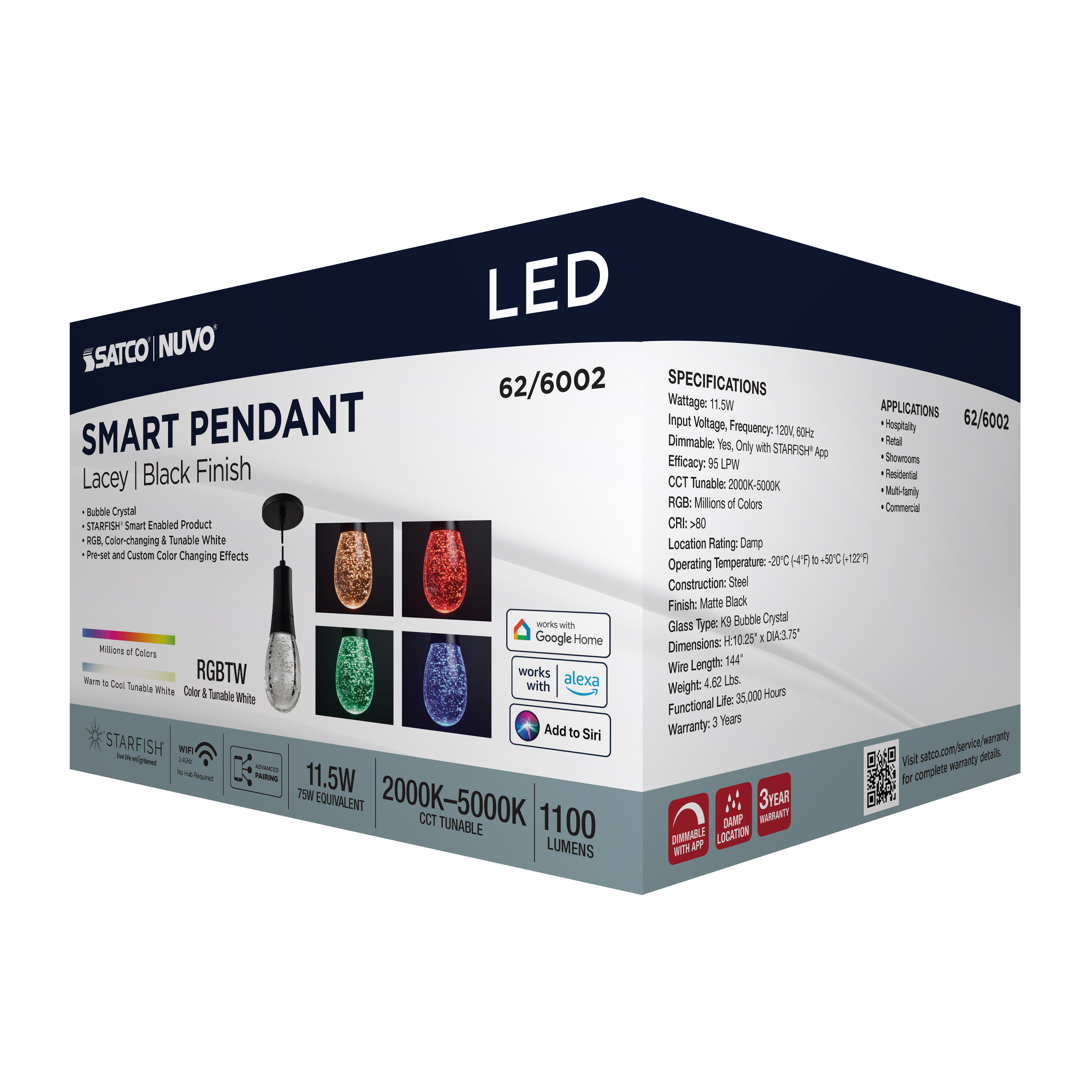 LACEY 4" LED RGB/TW PENDANT - 62-6002