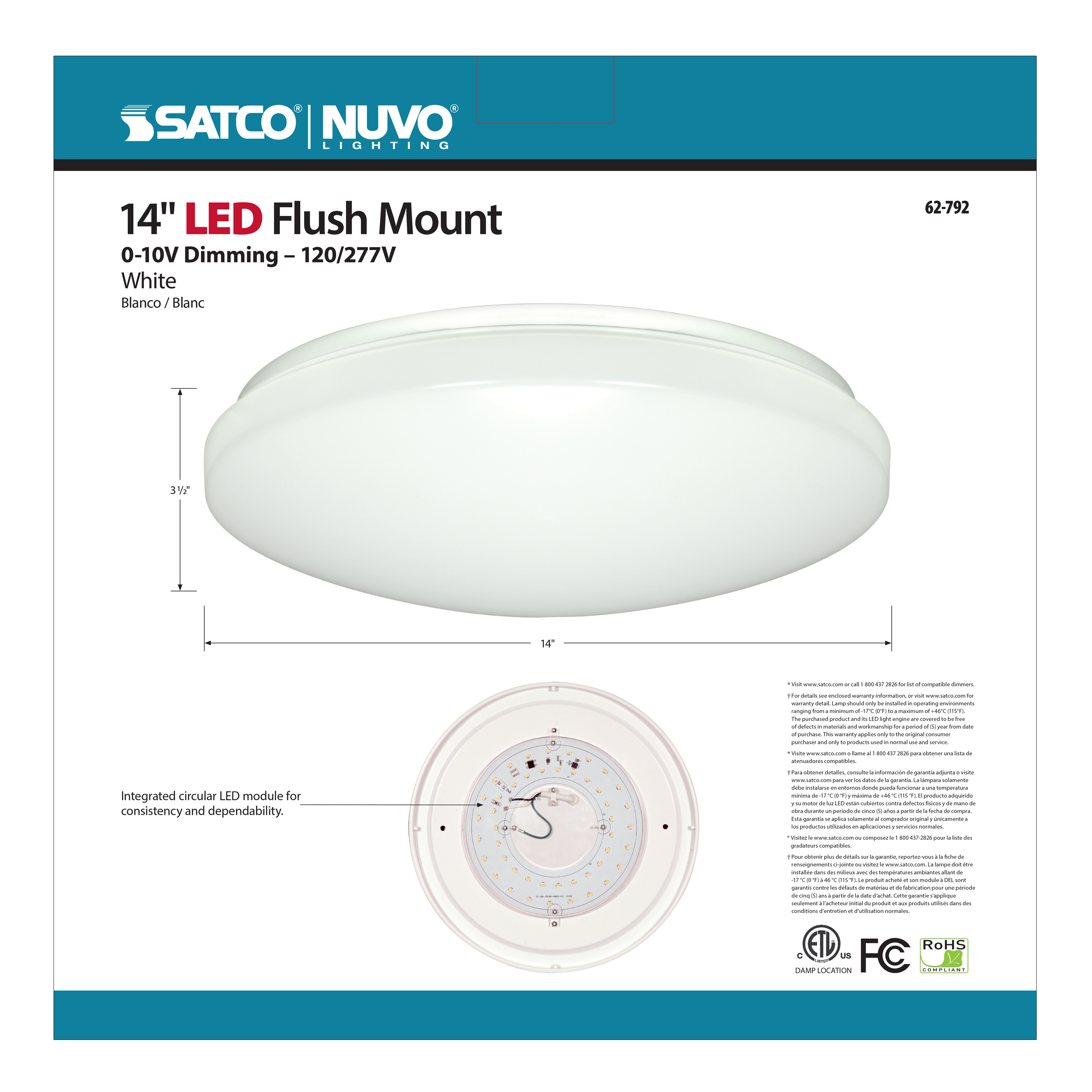 14" WHITE ACRYLIC LED T24 - 62-792