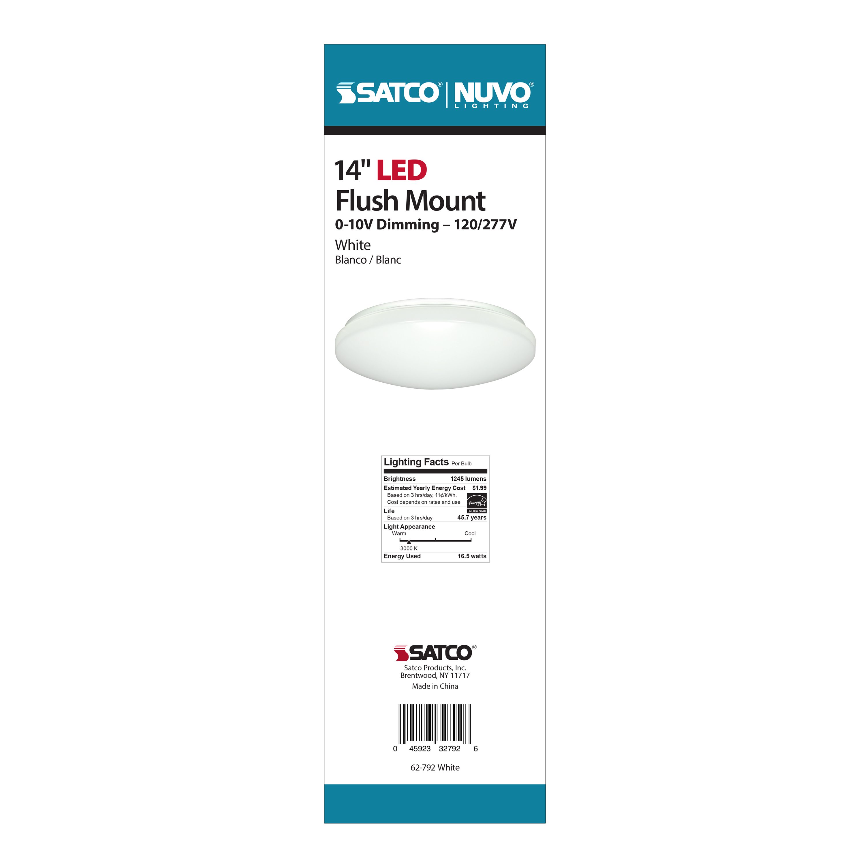 14" WHITE ACRYLIC LED T24 - 62-792