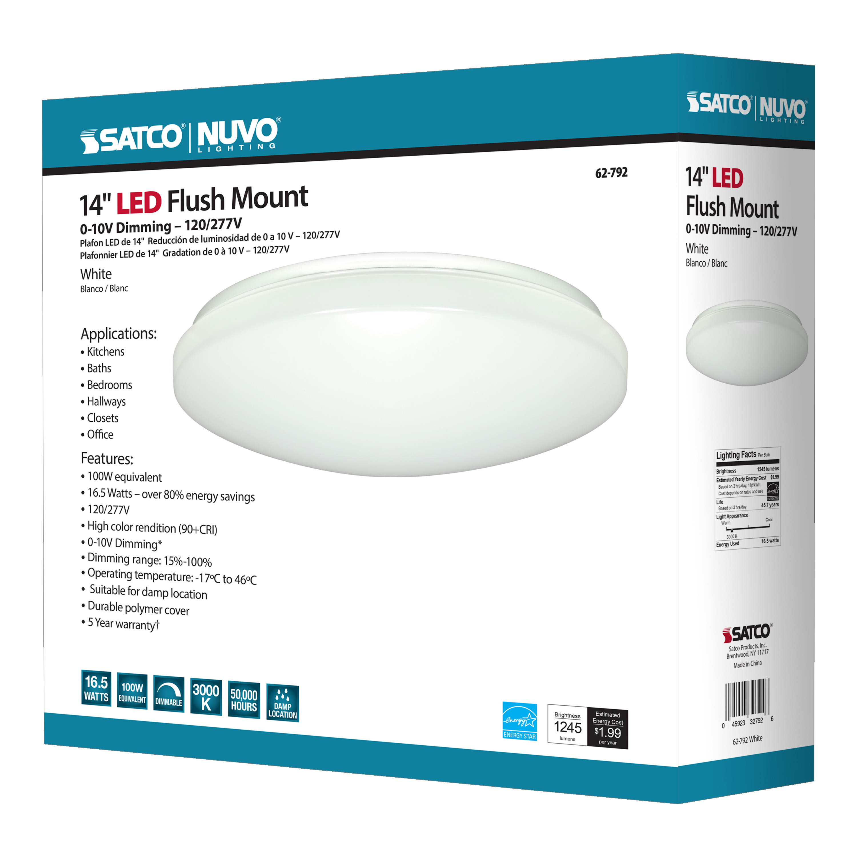 14" WHITE ACRYLIC LED T24 - 62-792