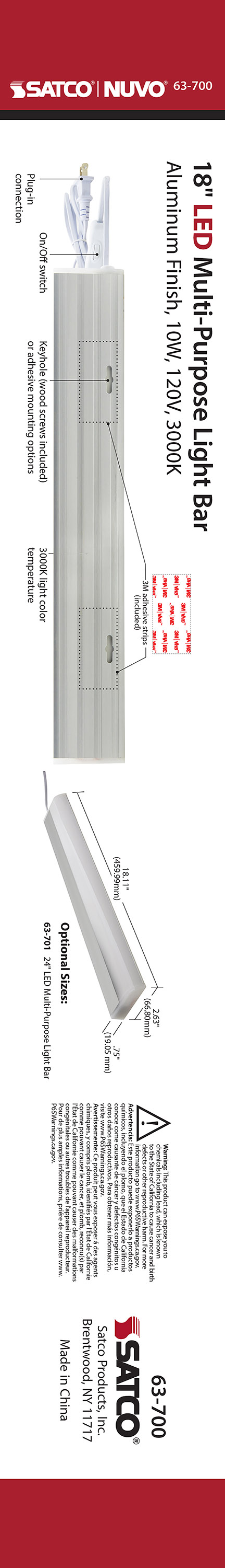 UNDER CAB LIGHT BAR LED 18" - 63-700