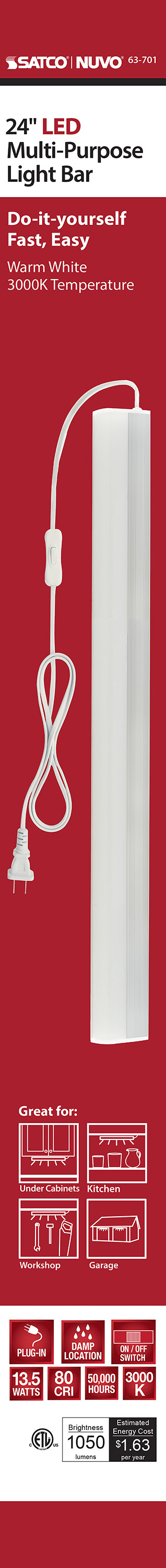 UNDER CAB LIGHT BAR LED 24" - 63-701