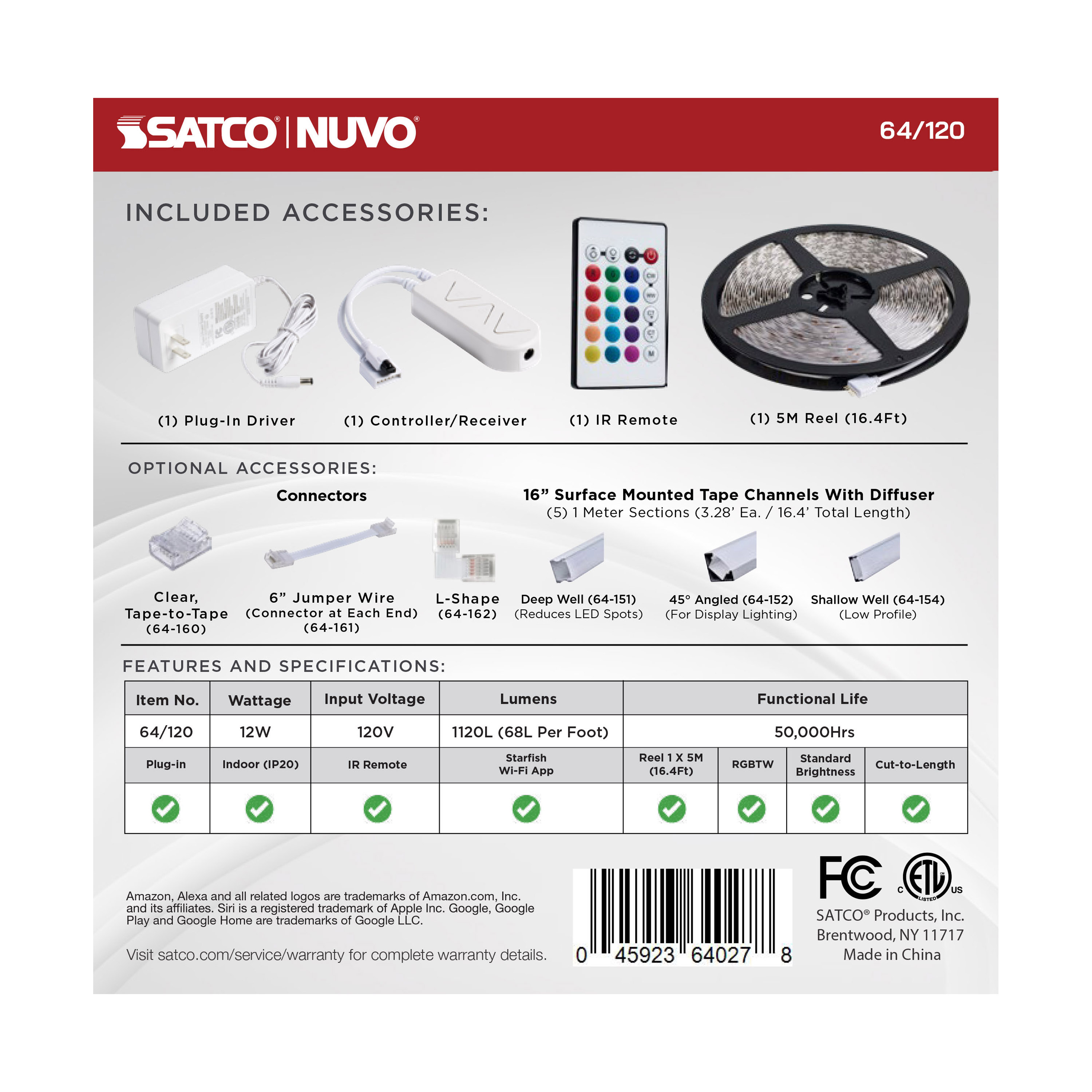 TAPE/RGBTW/IP20/PLUG/SF/16' - 64-120