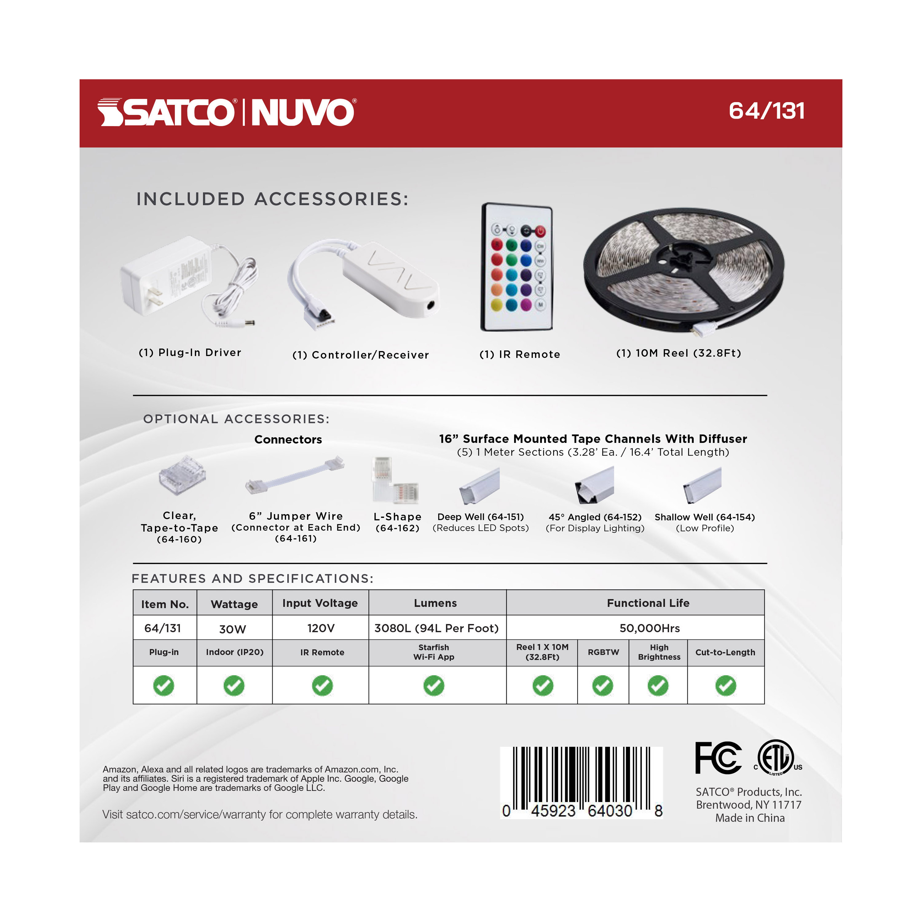 TAPE/RGBTW-HO/IP20/PLUG/SF/32' - 64-131