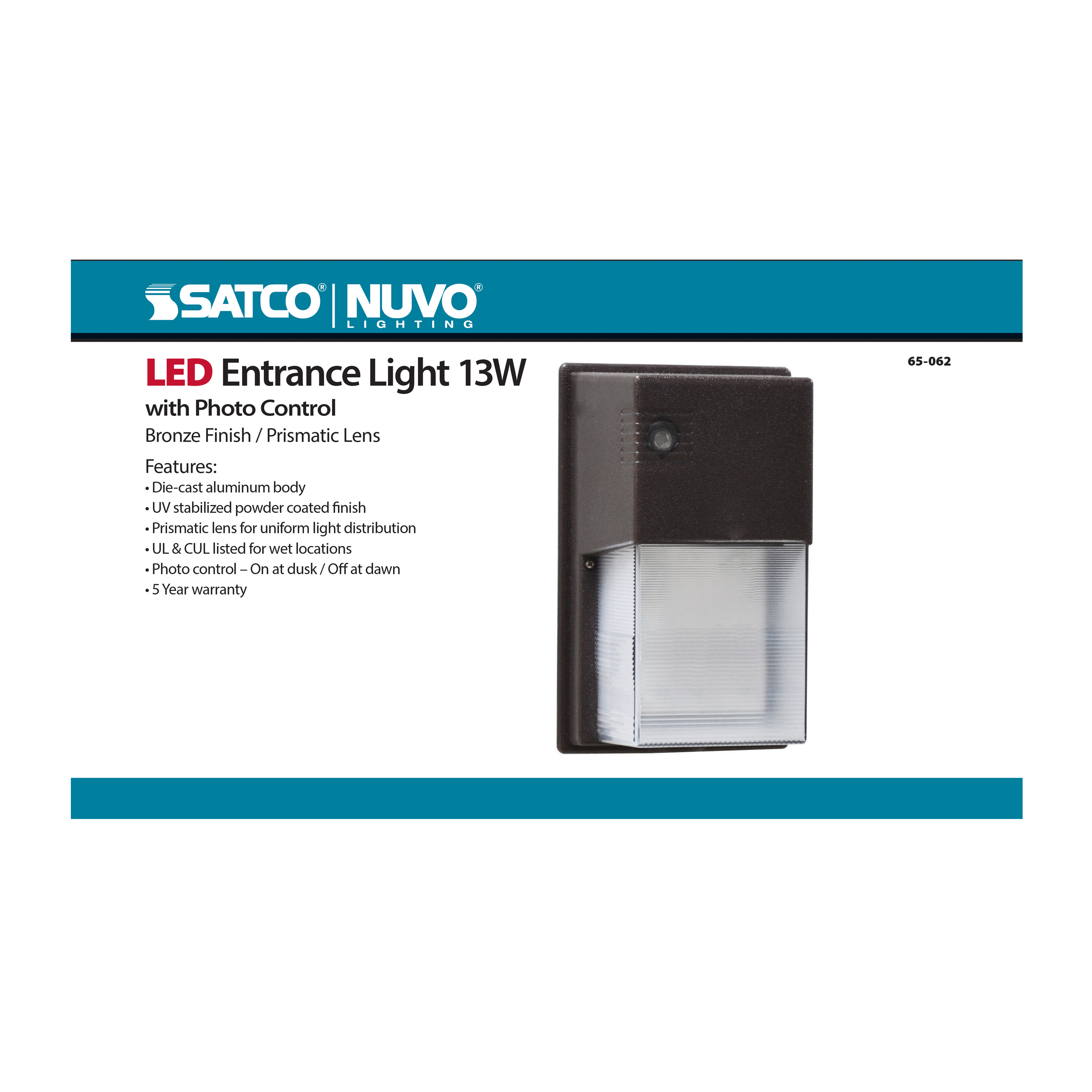 LED ENTRANCE LIGHT 13W - PHOTO - 65-062