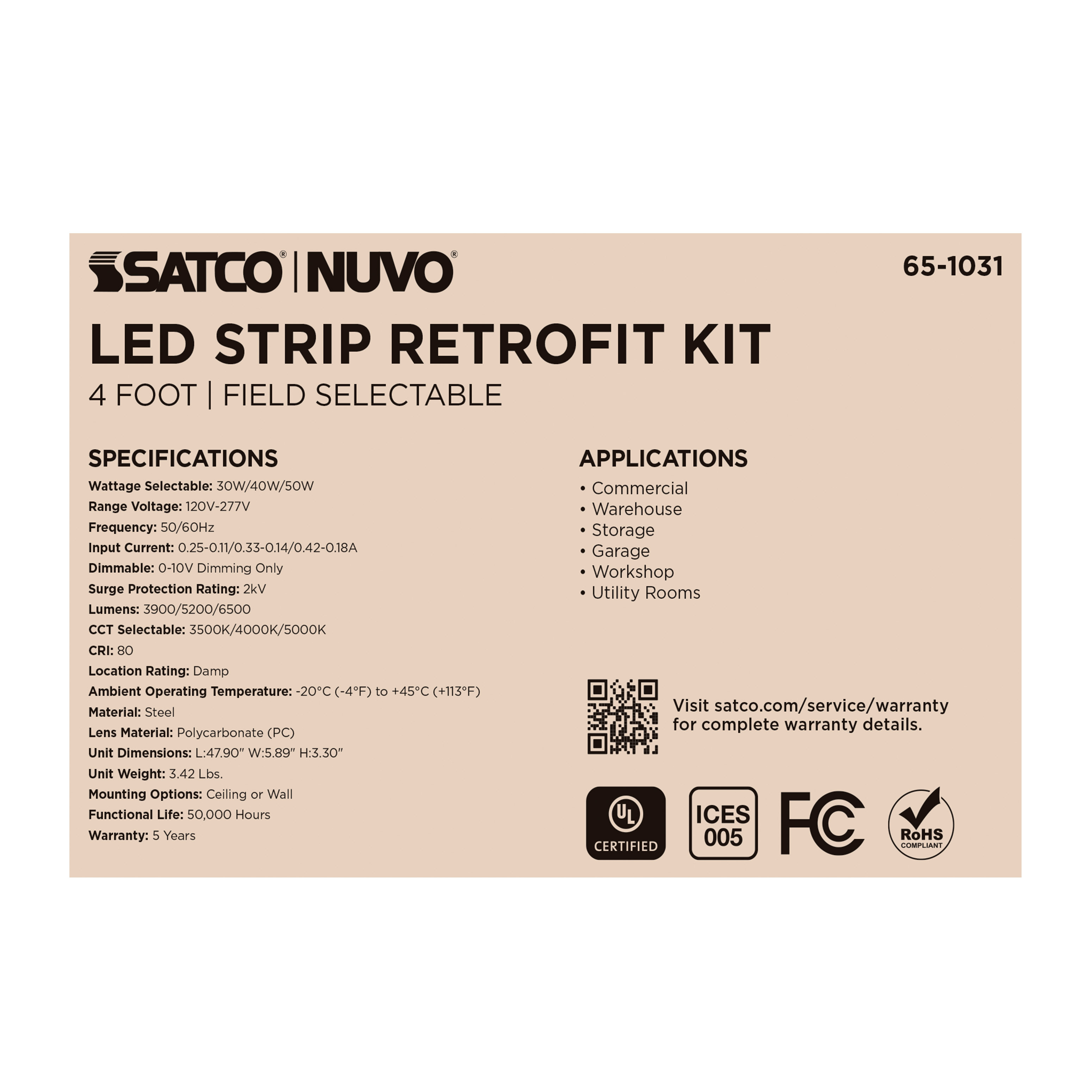4FT 50W LED STRIP RETROFIT - 65-1031