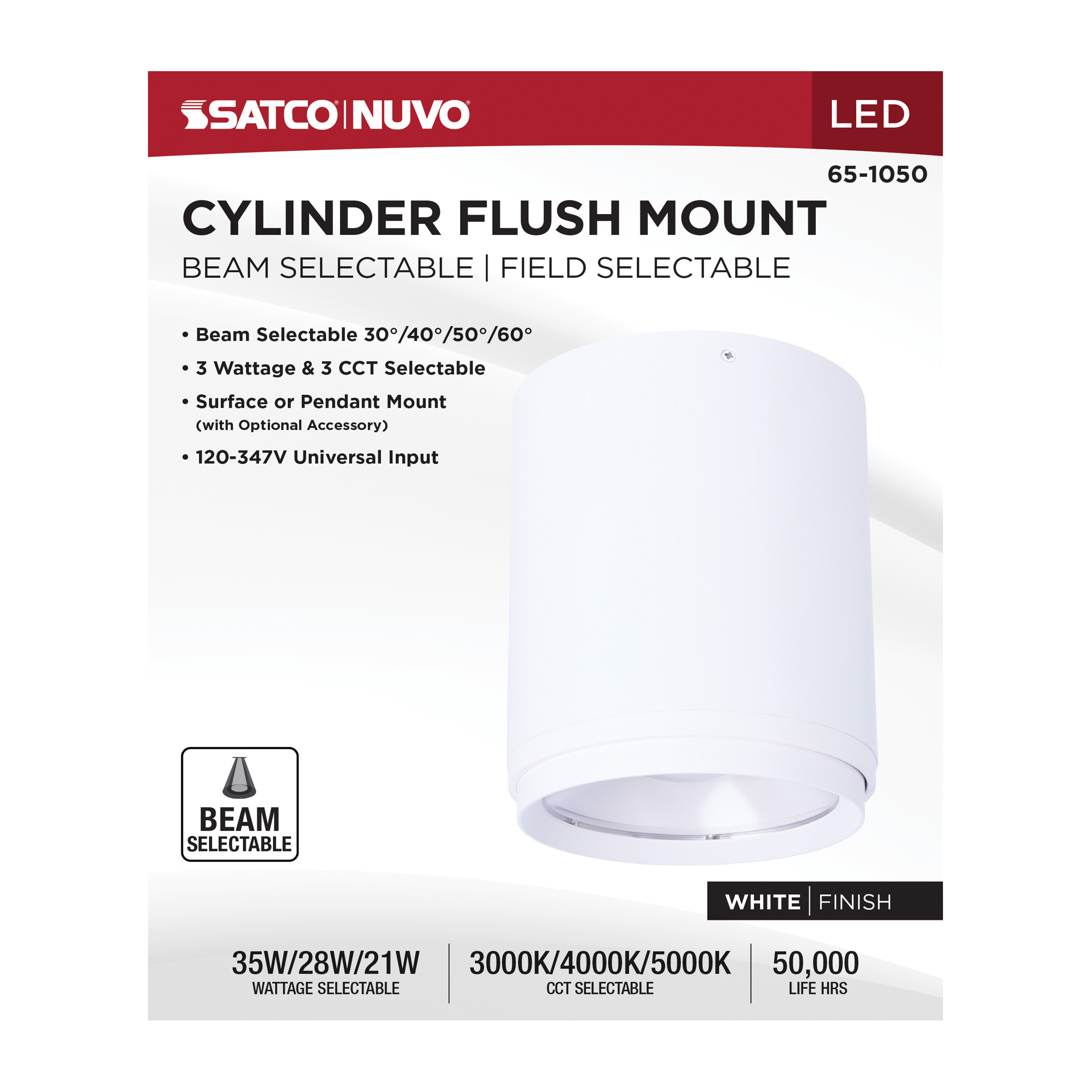 LED CYLINDER FLUSH WHITE - 65-1050