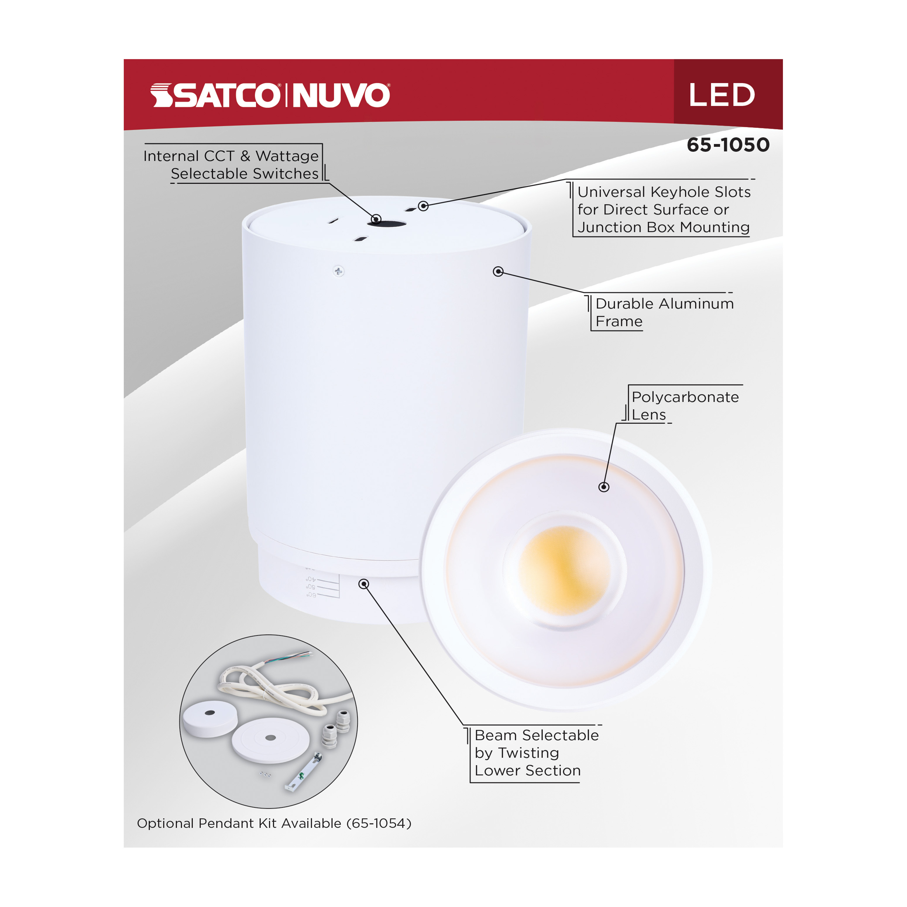 LED CYLINDER FLUSH WHITE - 65-1050
