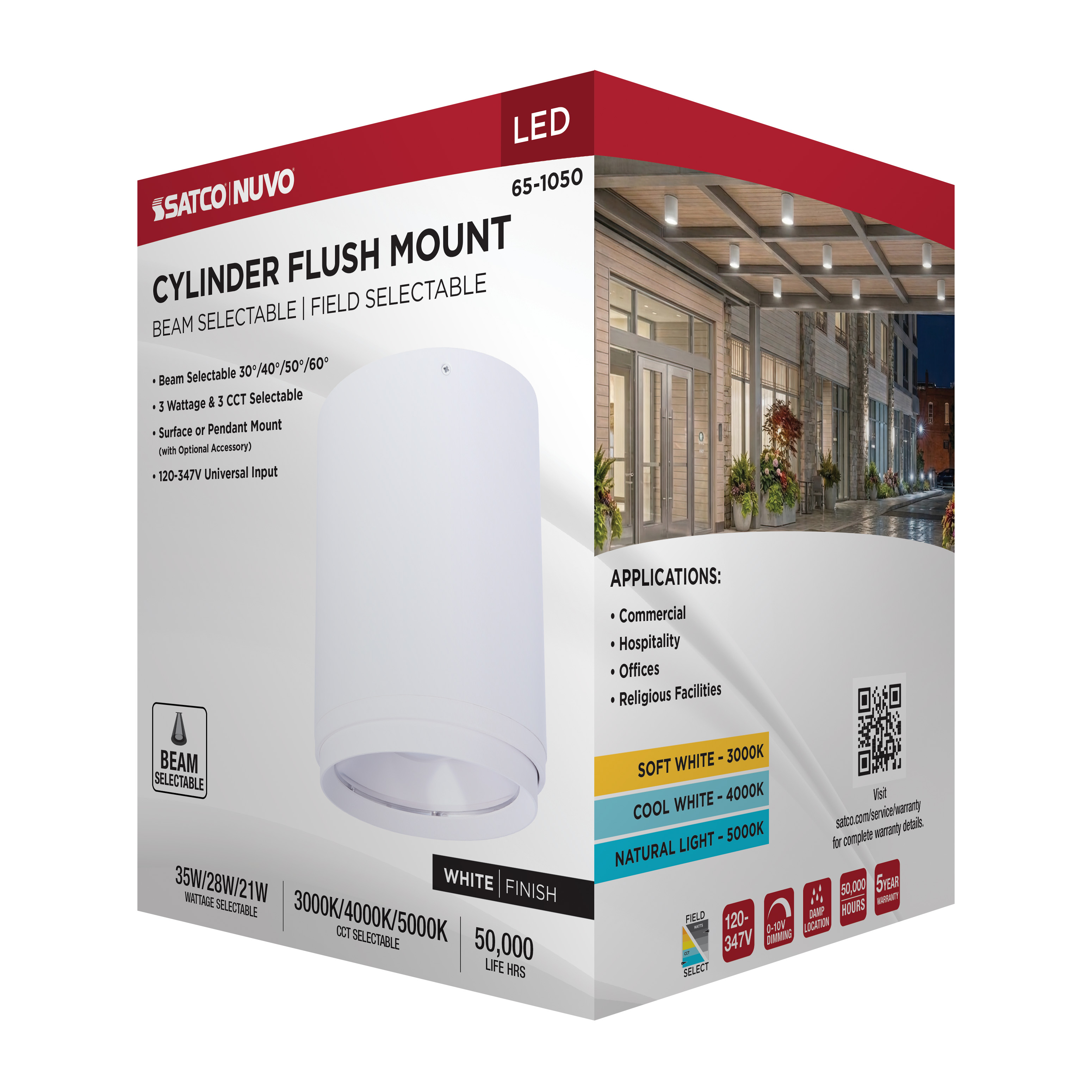 LED CYLINDER FLUSH WHITE - 65-1050