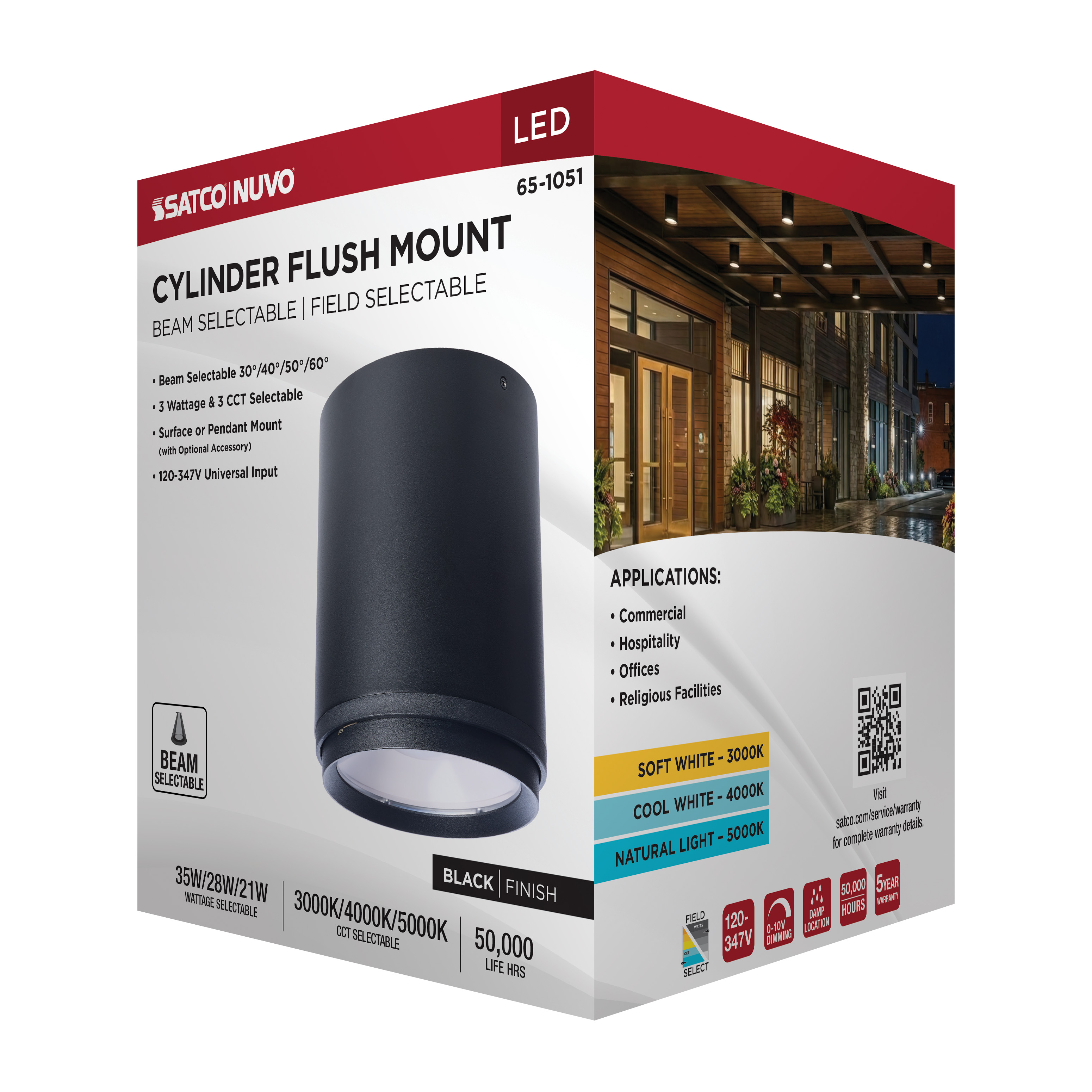 LED CYLINDER FLUSH BLACK - 65-1051