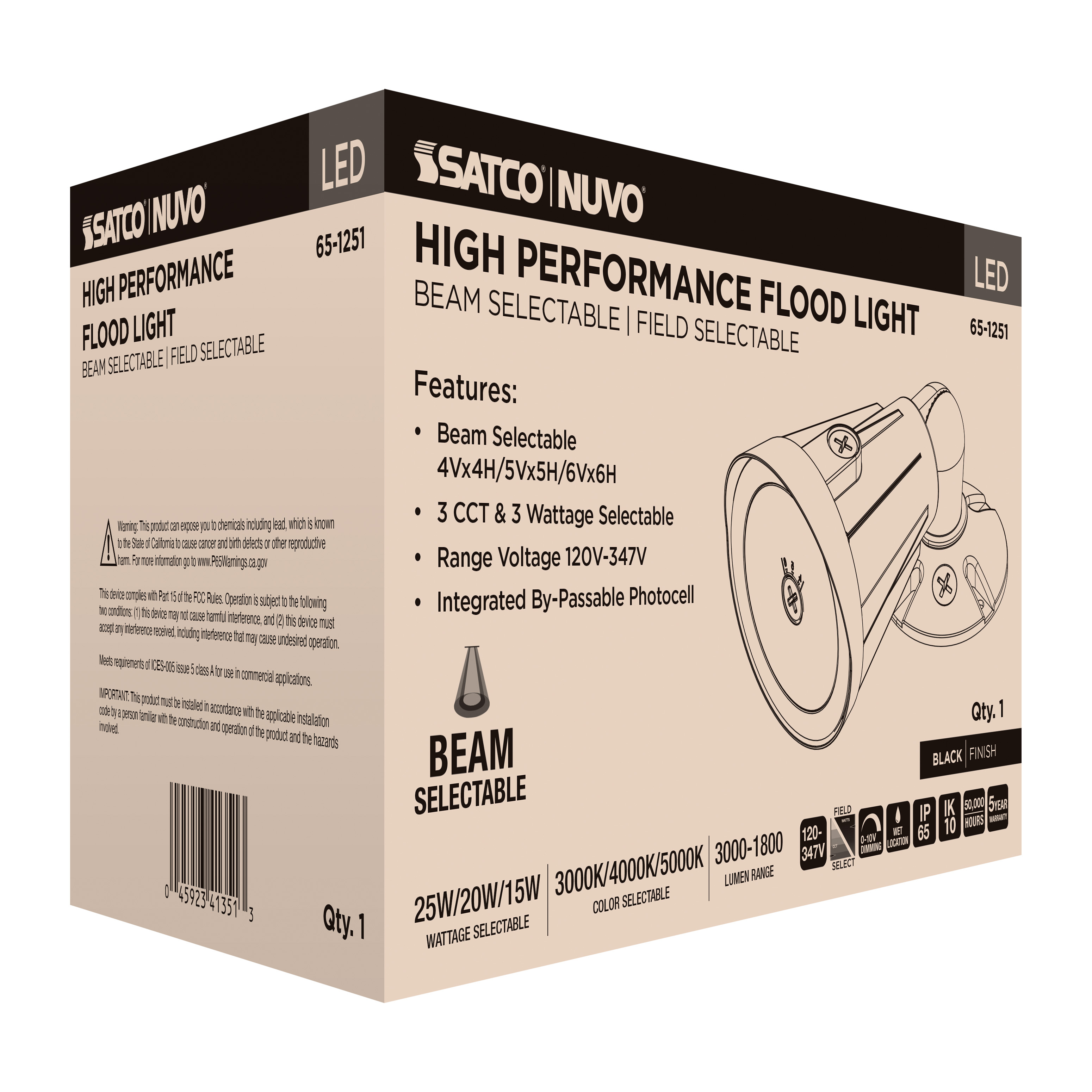 LED FLOOD 25W FIELD SEL BLACK - 65-1251