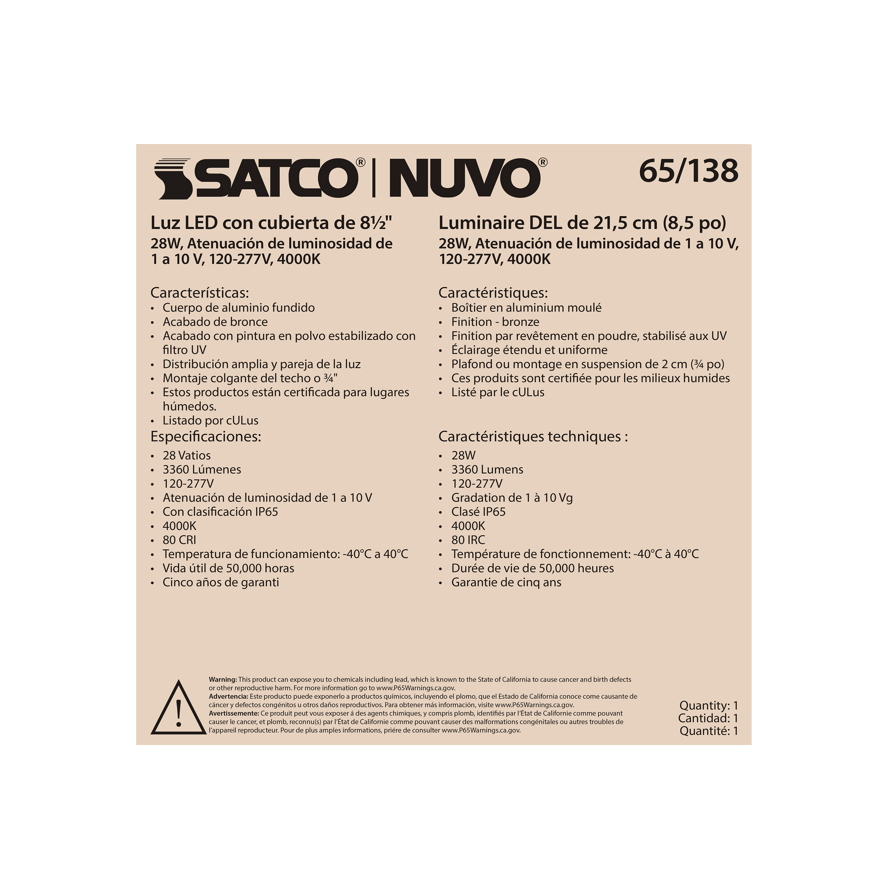 28W LED CANOPY FIXTURE 8.5" - 65-138