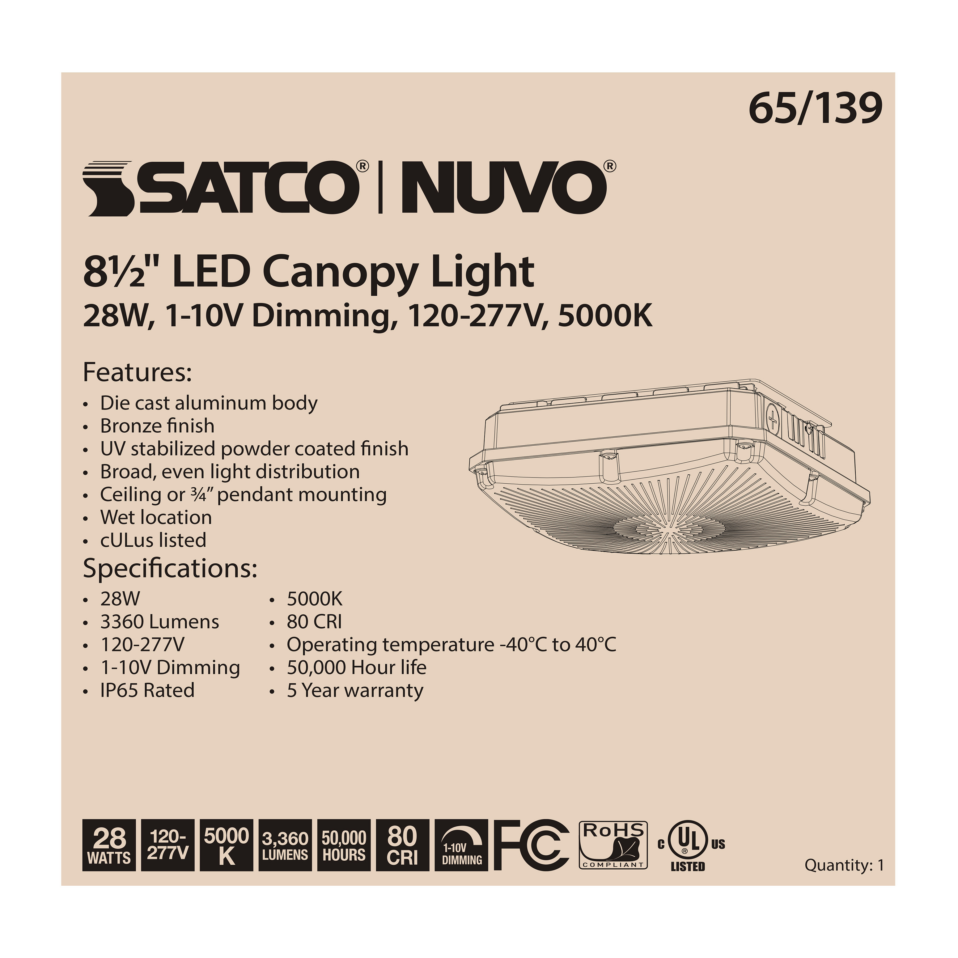 28W LED CANOPY FIXTURE 8.5" - 65-139