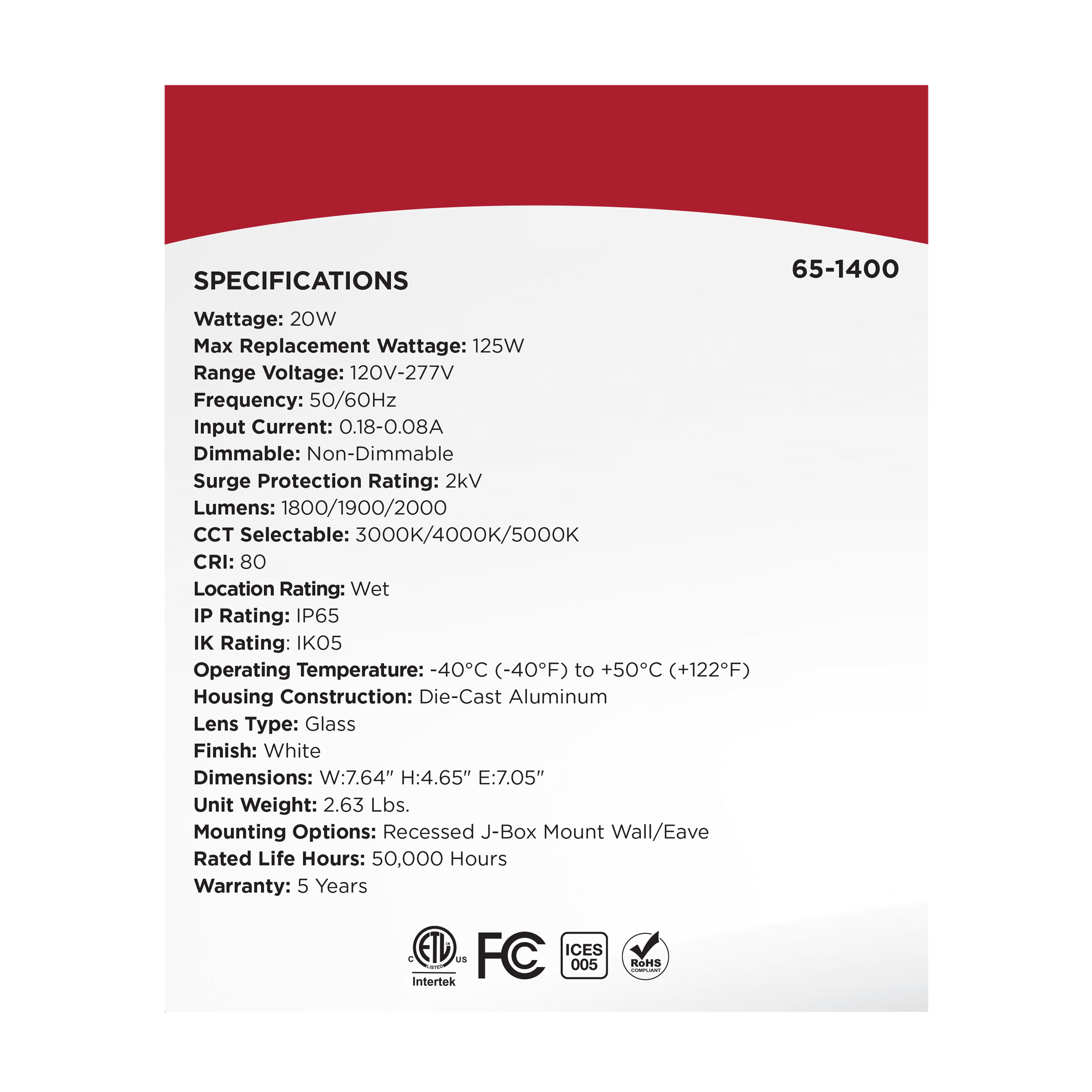 LED 2 SQUARE HEAD SECURITY LGT - 65-1400