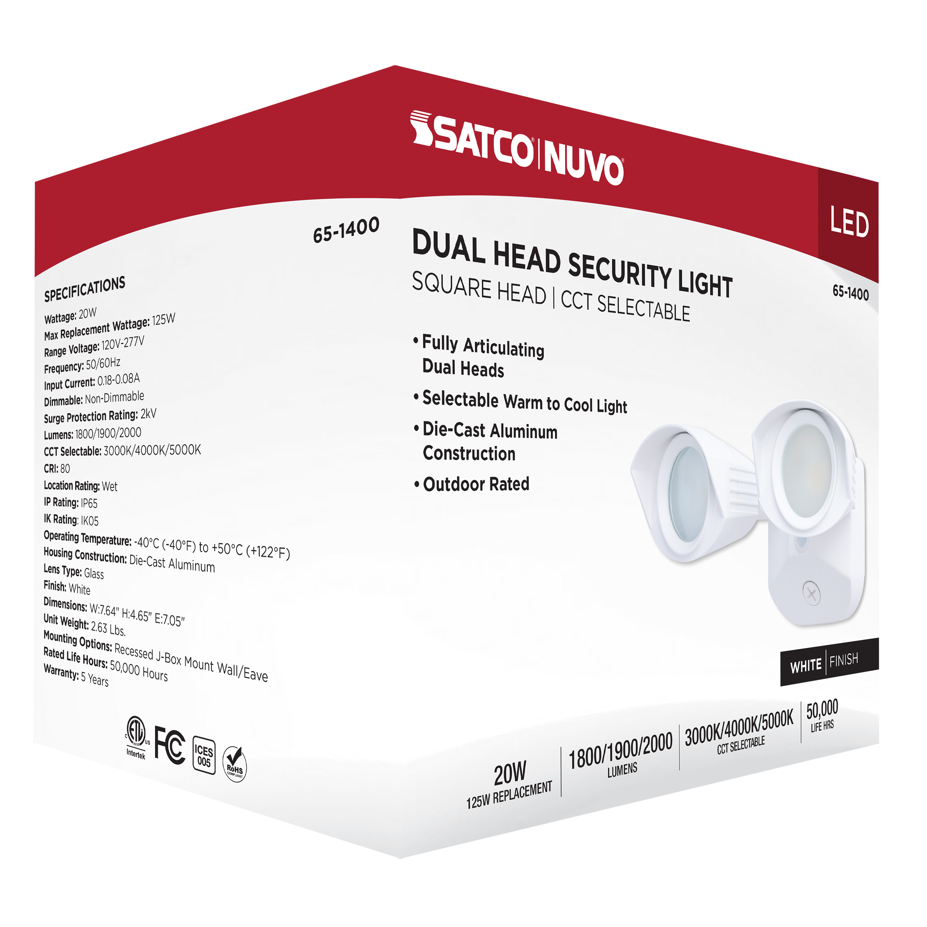 LED 2 SQUARE HEAD SECURITY LGT - 65-1400