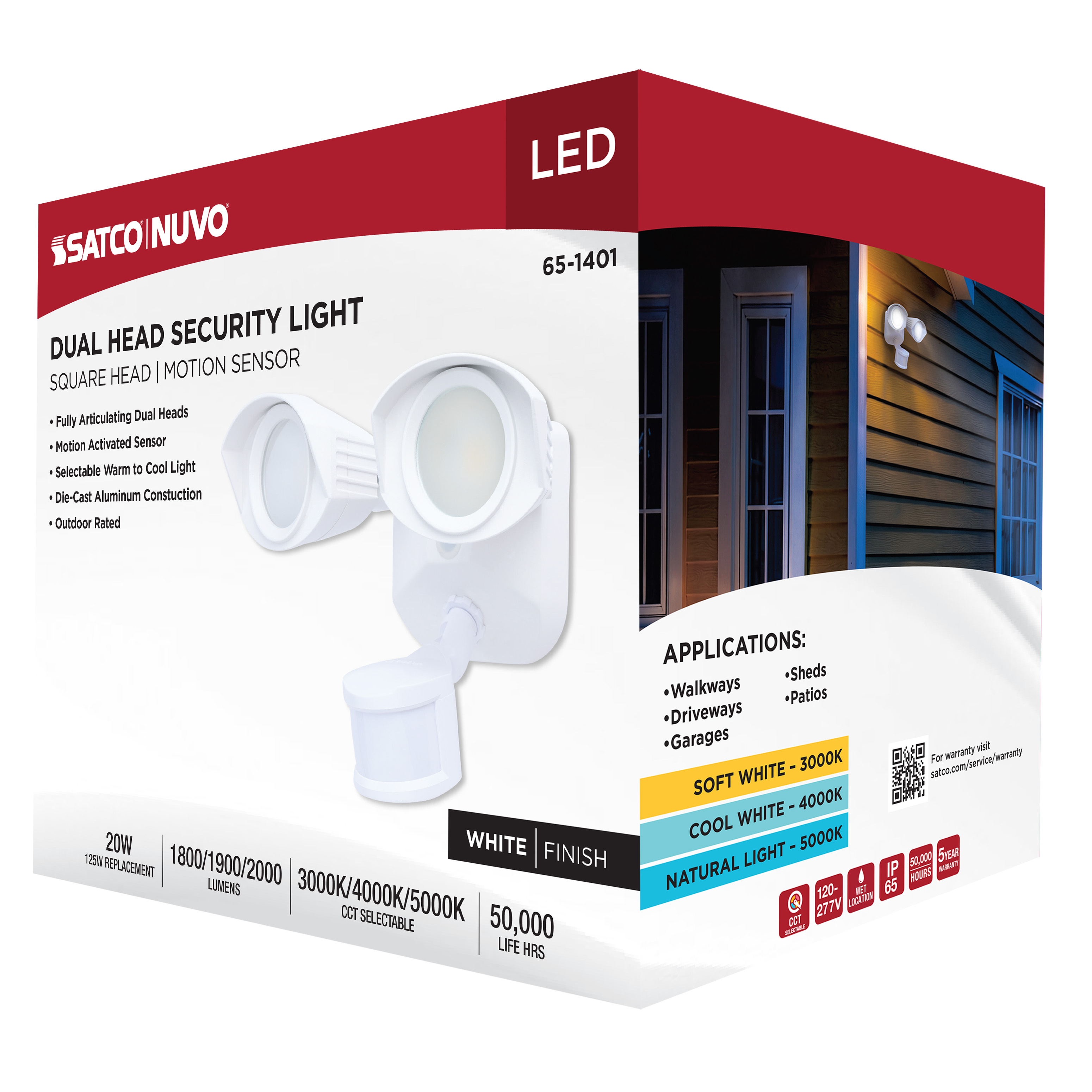 LED 2 SQUARE HEAD SECURITY LGT - 65-1401