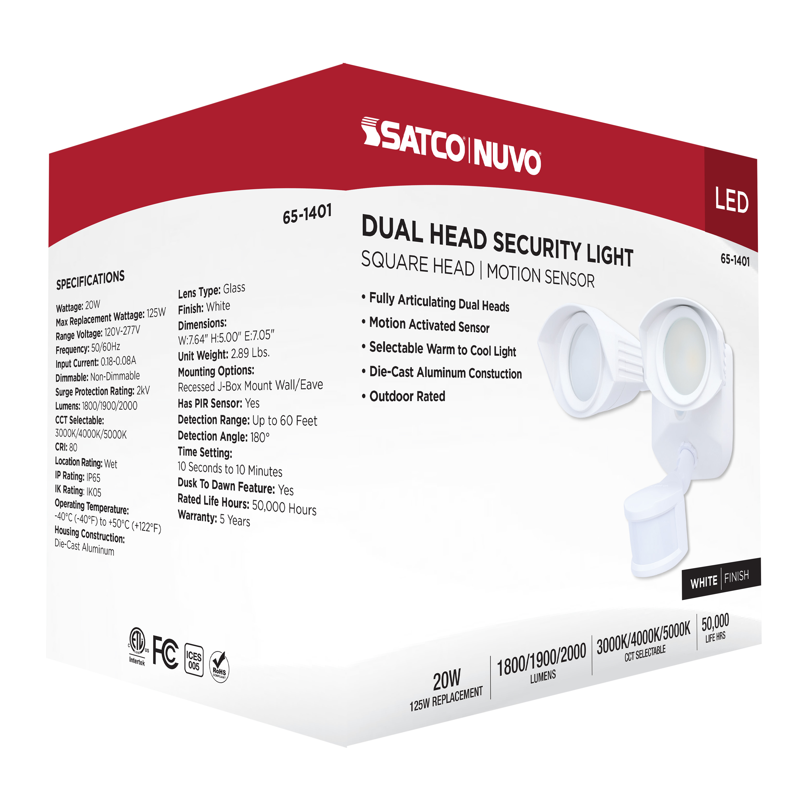 LED 2 SQUARE HEAD SECURITY LGT - 65-1401