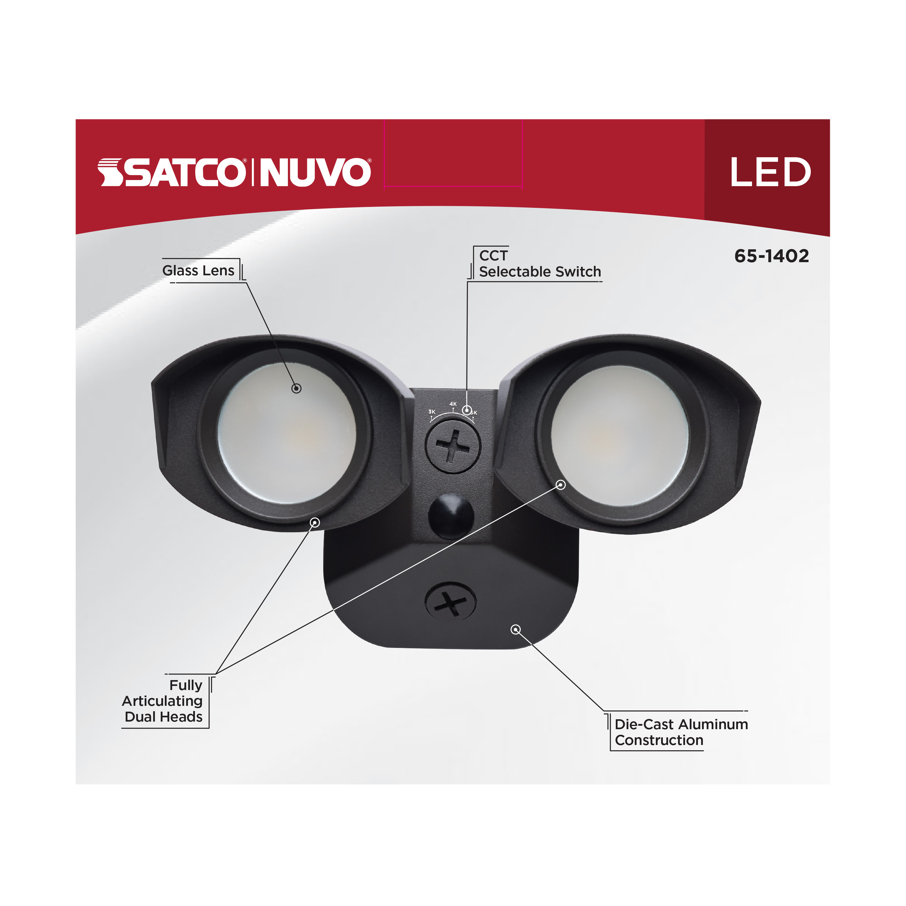 LED 2 SQUARE HEAD SECURITY LGT - 65-1402