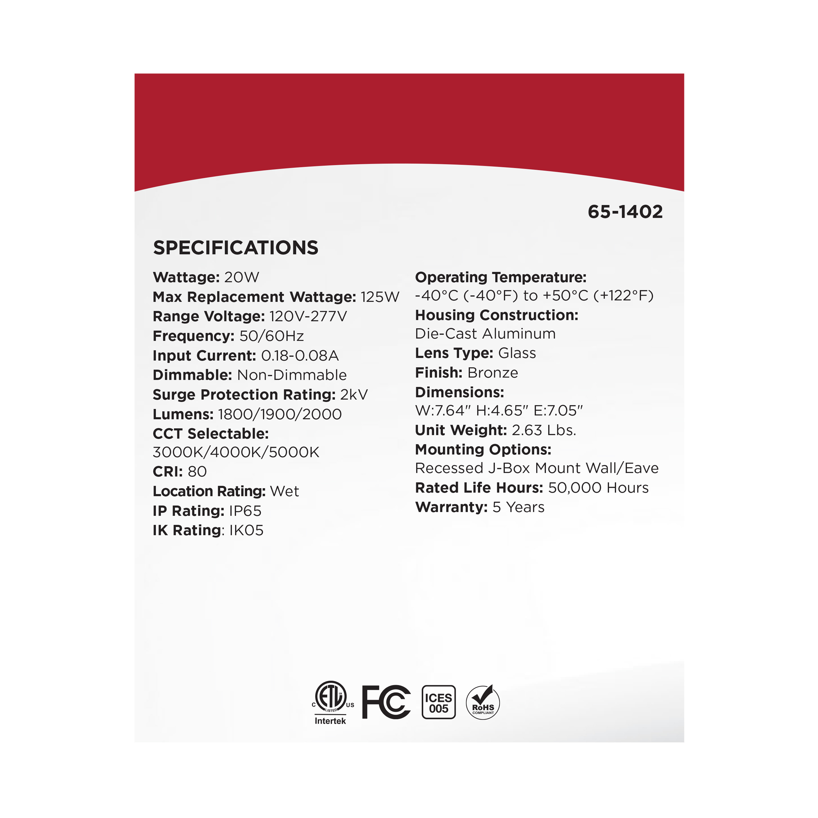 LED 2 SQUARE HEAD SECURITY LGT - 65-1402