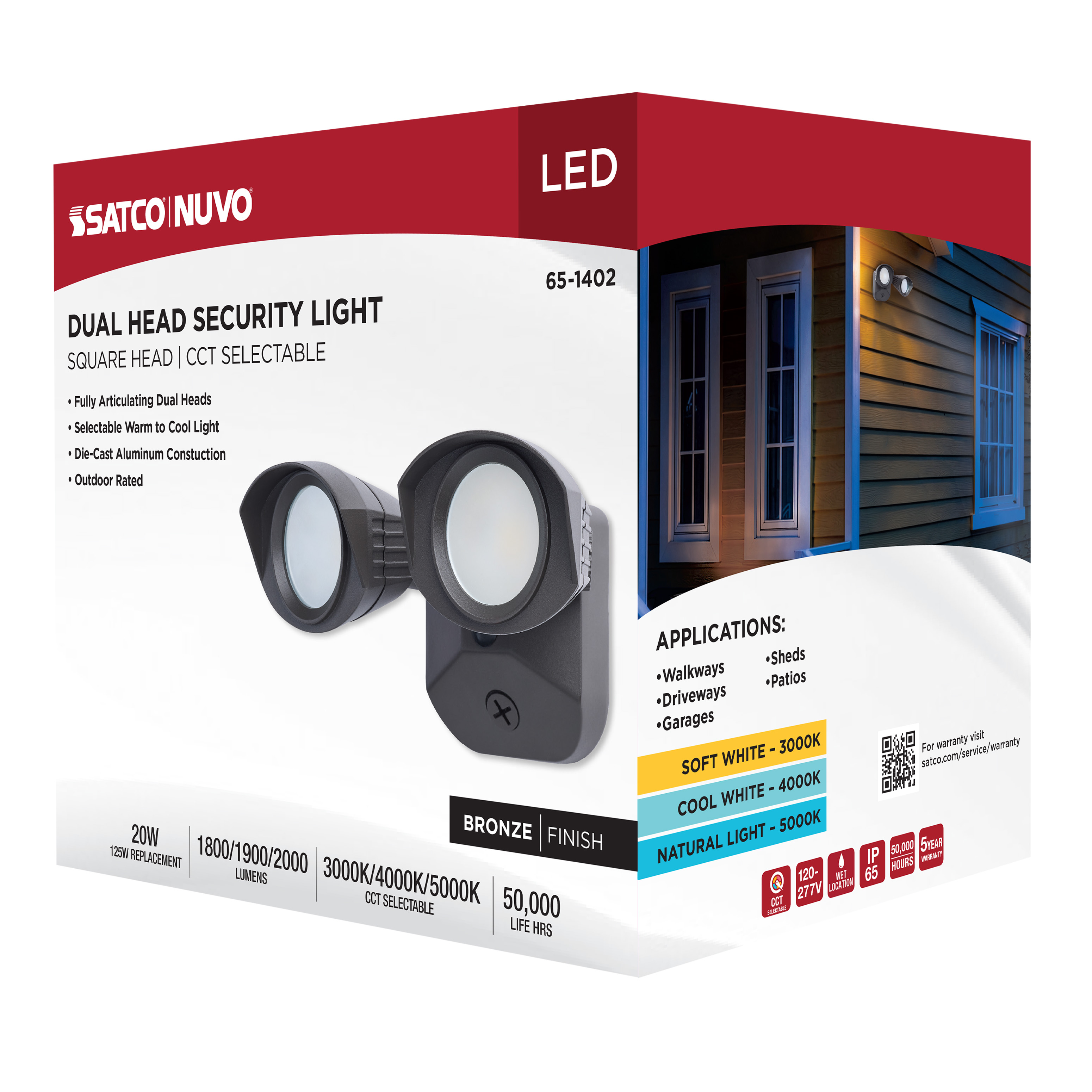 LED 2 SQUARE HEAD SECURITY LGT - 65-1402