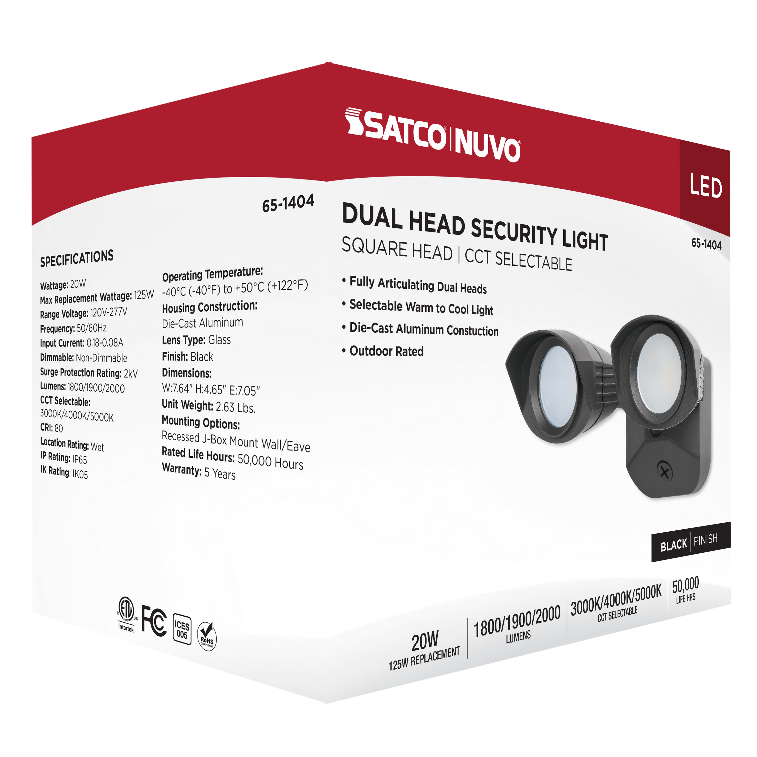 LED 2 SQUARE HEAD SECURITY LGT - 65-1404