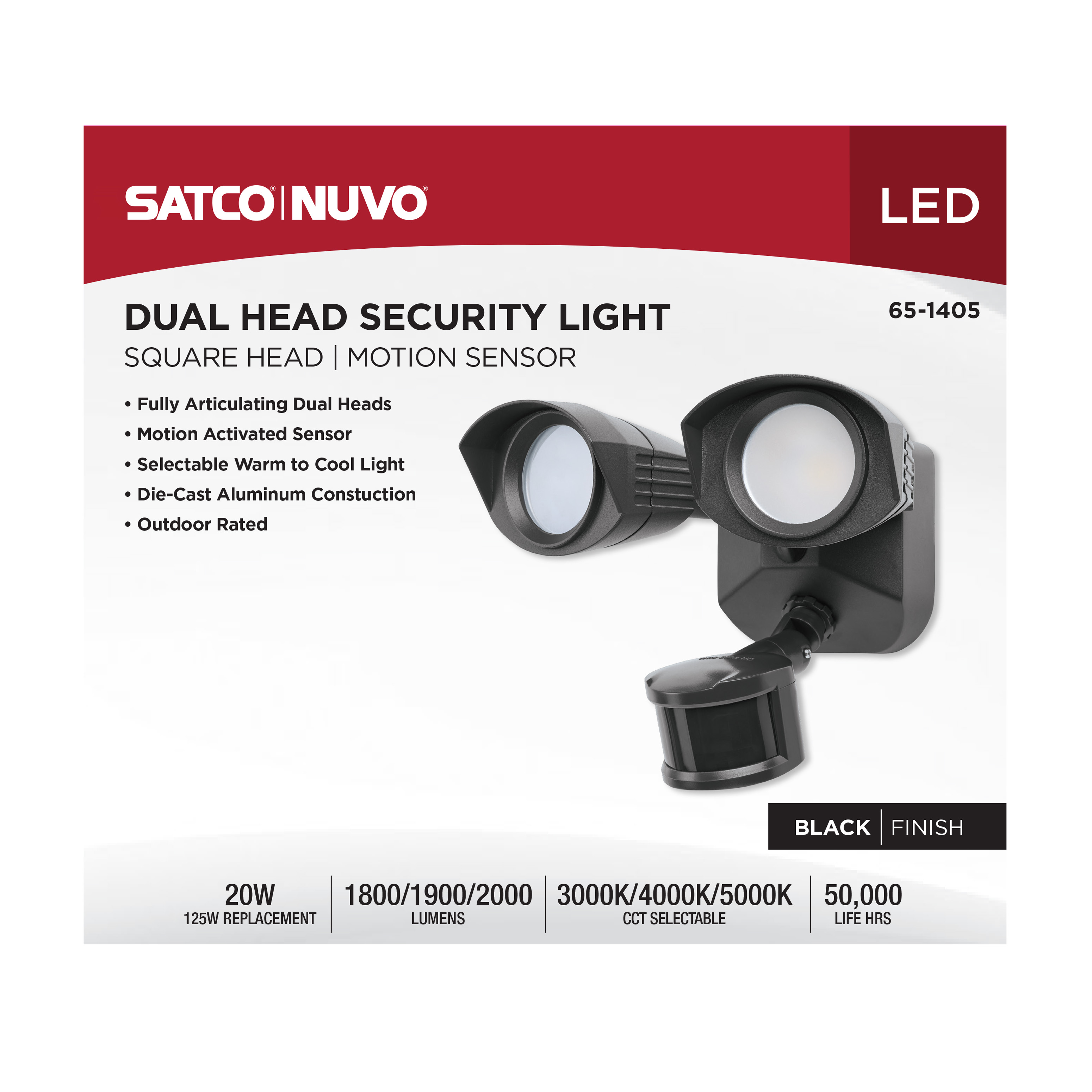 LED 2 SQUARE HEAD SECURITY LGT - 65-1405