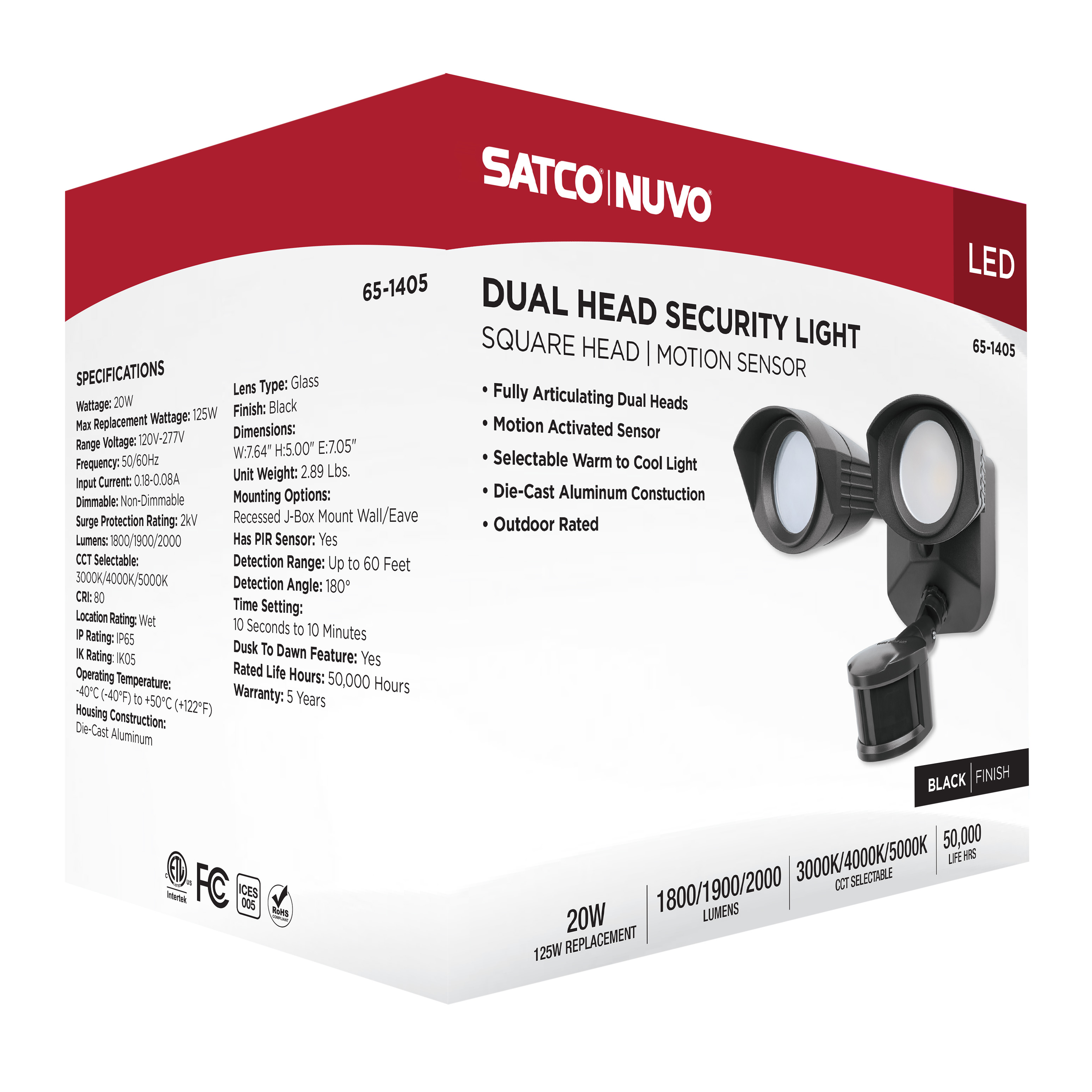 LED 2 SQUARE HEAD SECURITY LGT - 65-1405