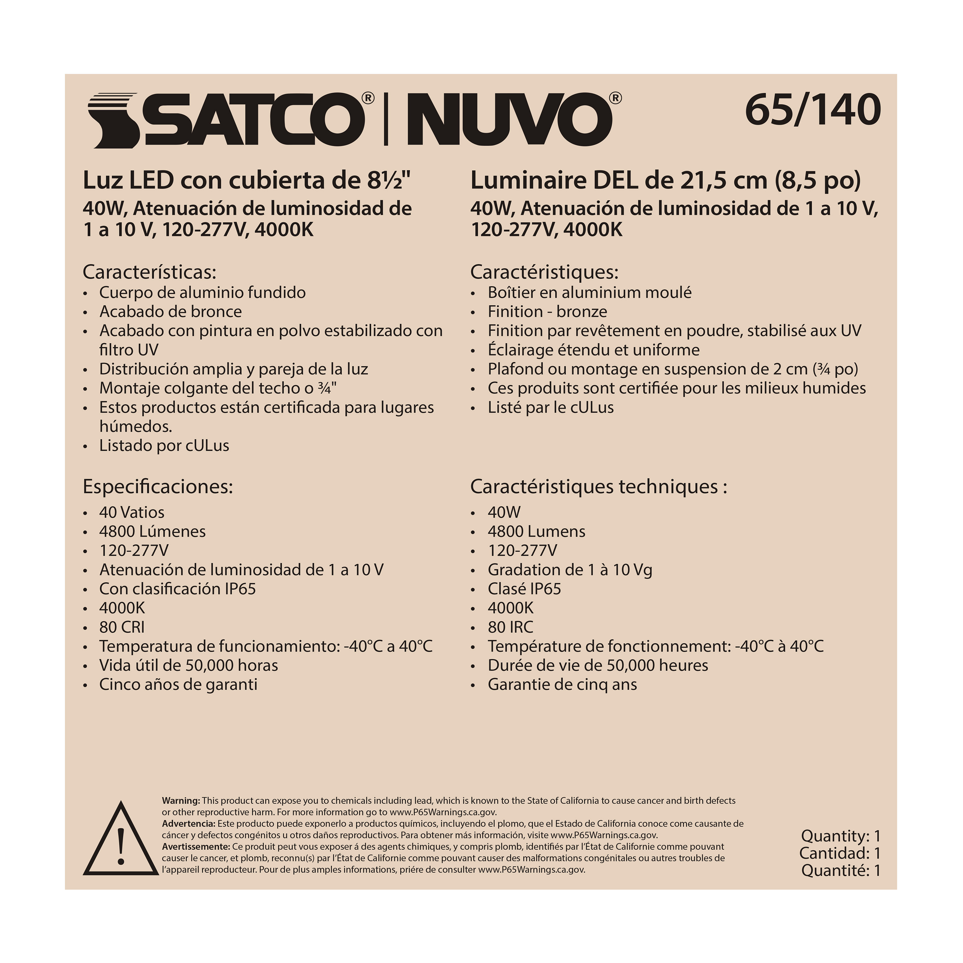 40W LED CANOPY FIXTURE 8.5" - 65-140