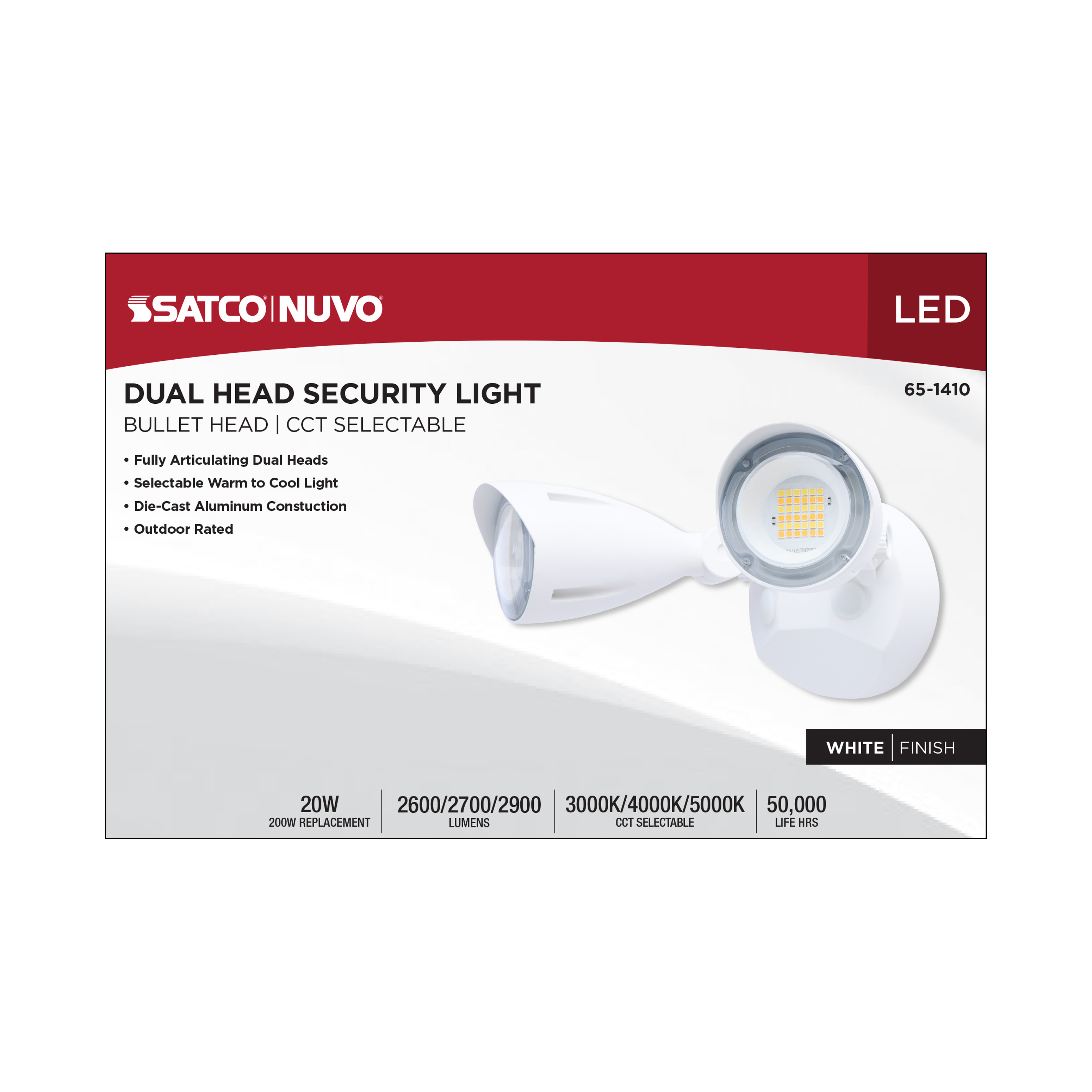 LED 2 BULLET HEAD SECURITY LGT - 65-1410