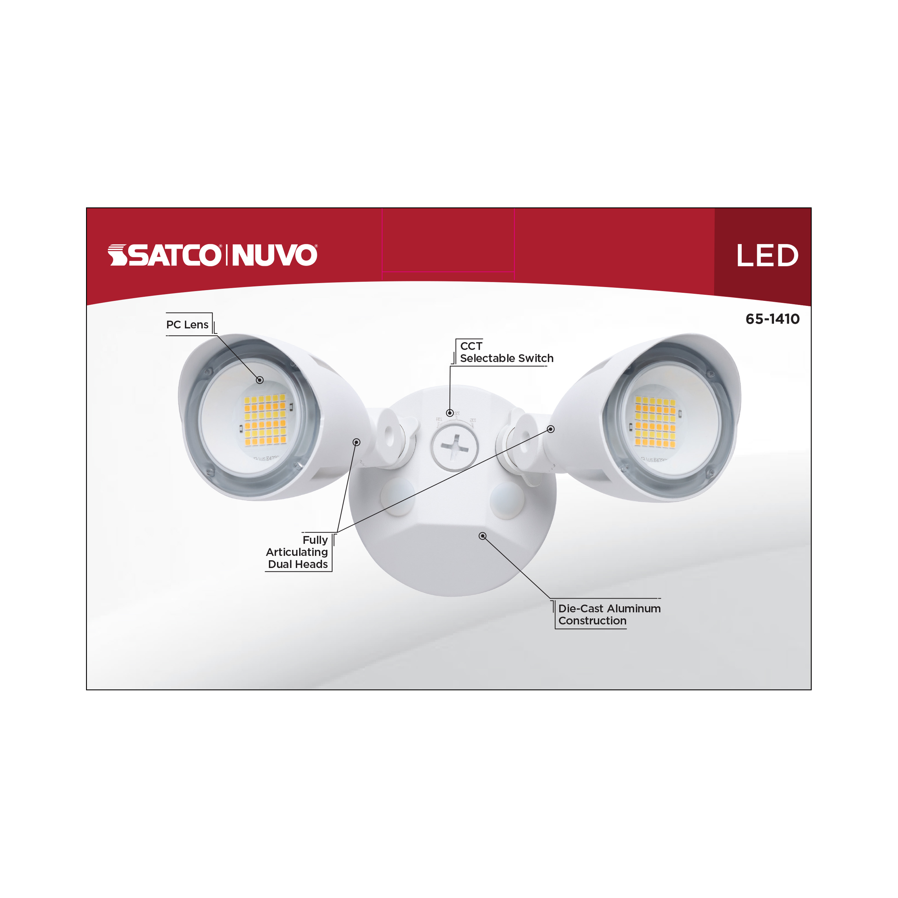 LED 2 BULLET HEAD SECURITY LGT - 65-1410