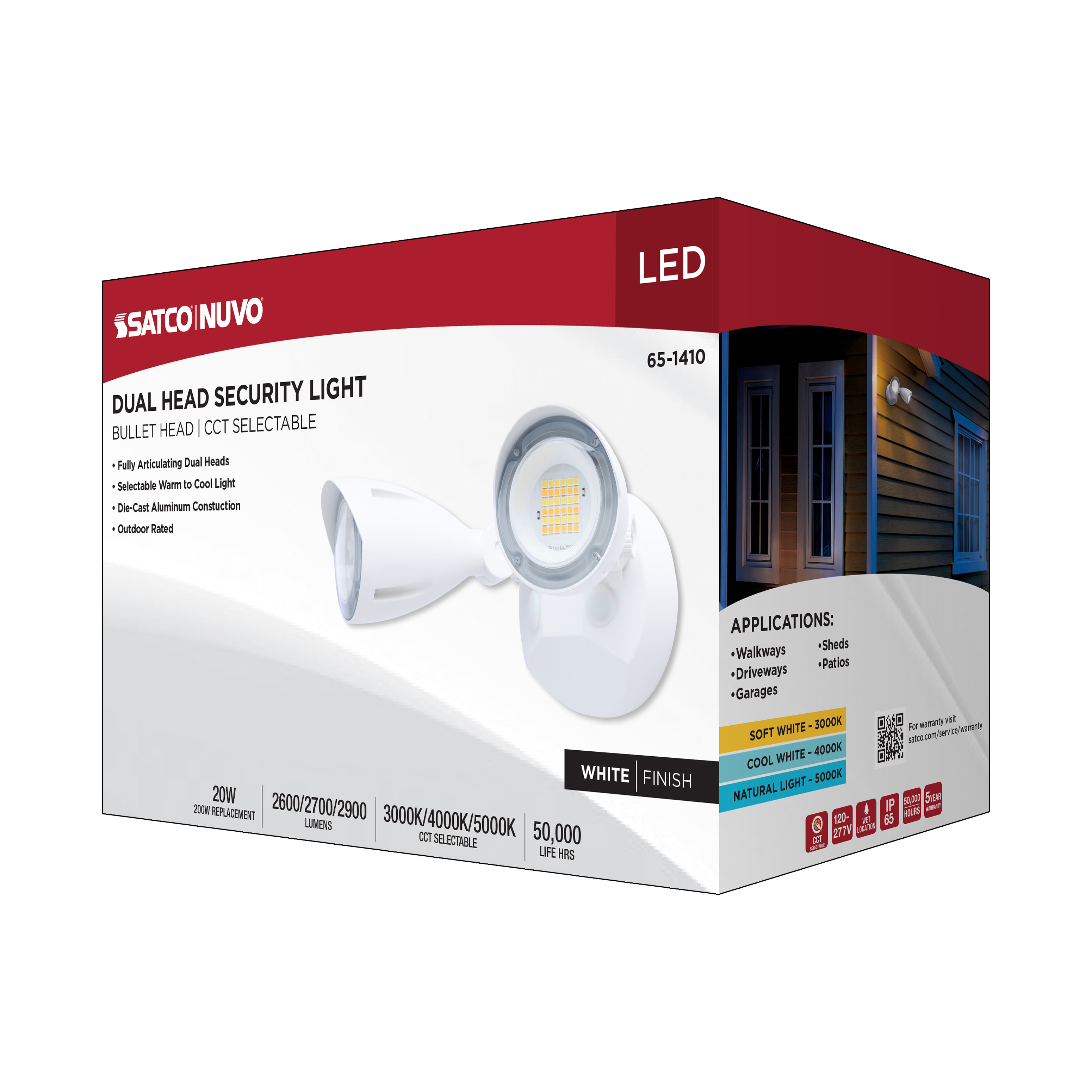 LED 2 BULLET HEAD SECURITY LGT - 65-1410
