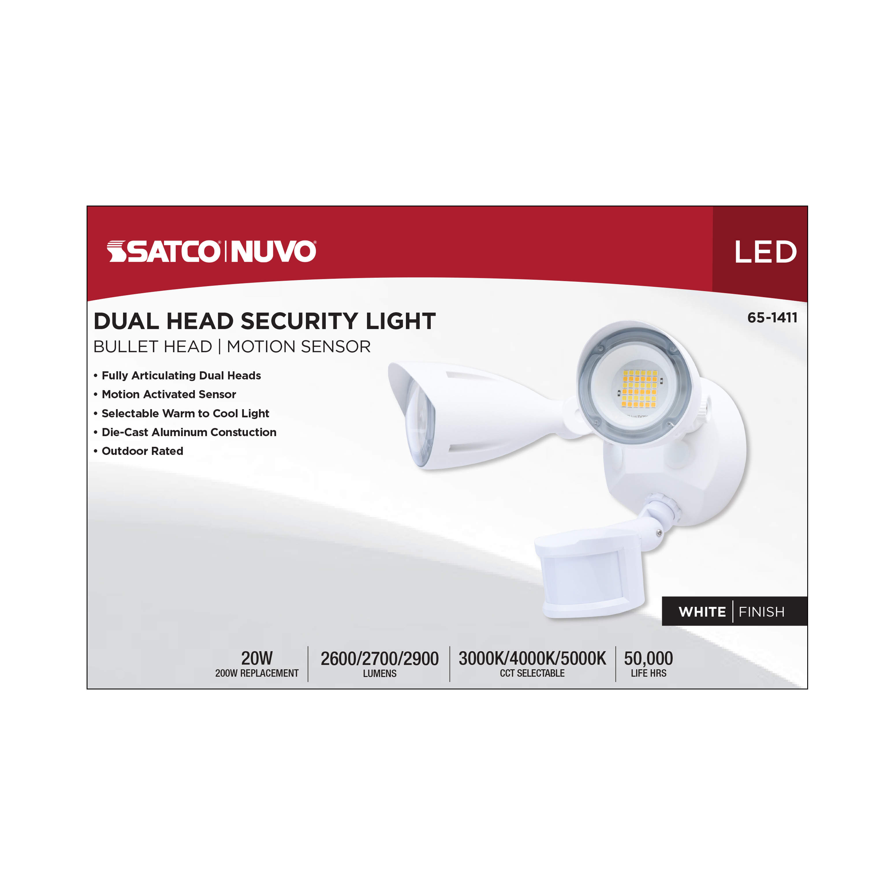 LED 2 BULLET HEAD SECURITY LGT - 65-1411