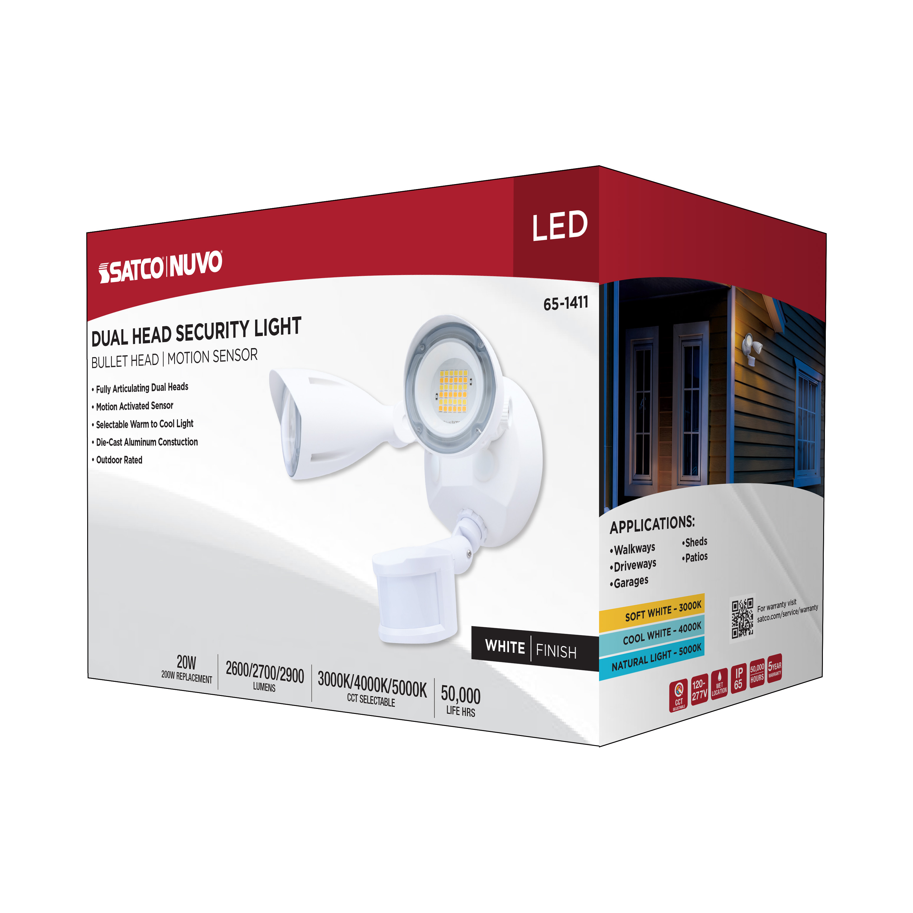 LED 2 BULLET HEAD SECURITY LGT - 65-1411