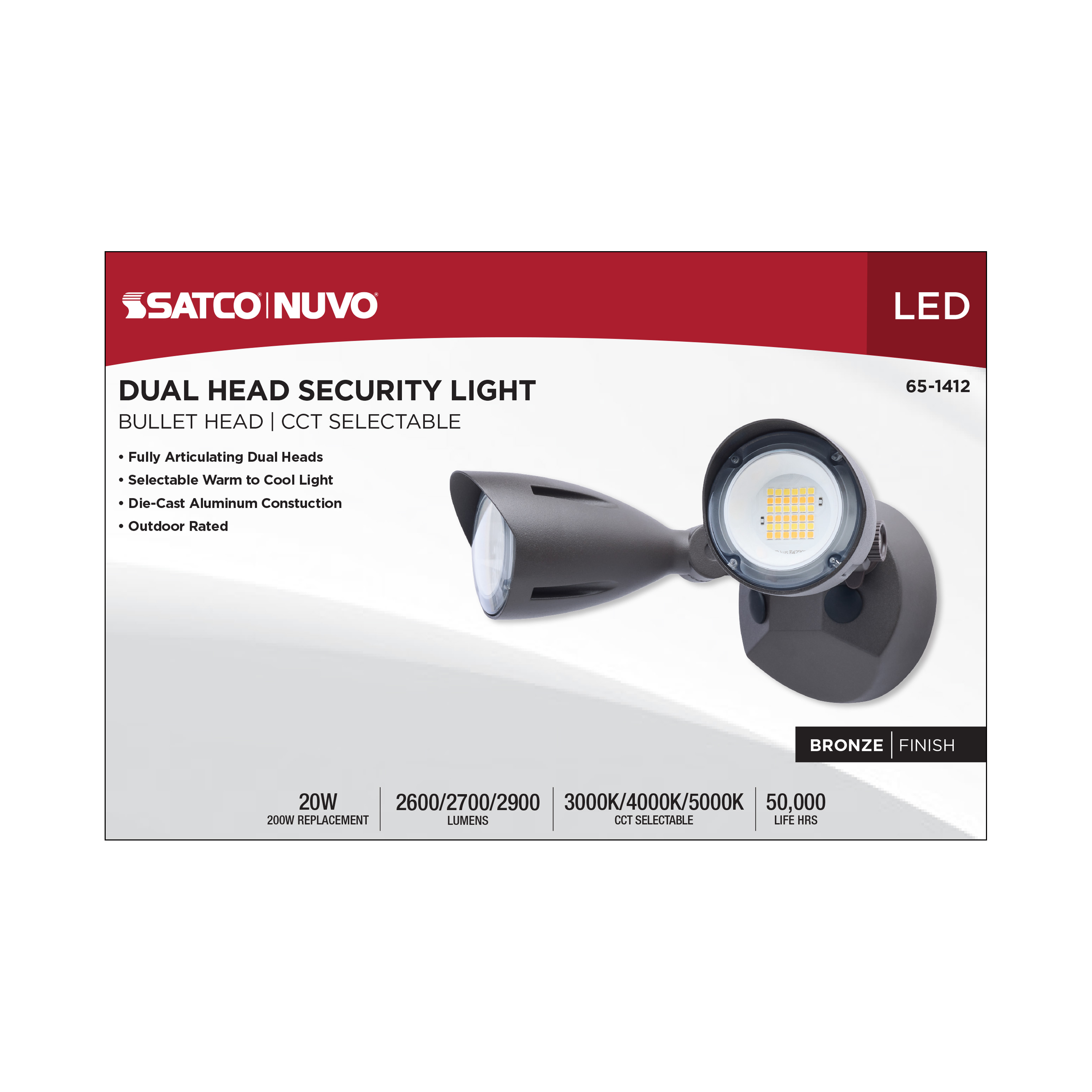LED 2 BULLET HEAD SECURITY LGT - 65-1412