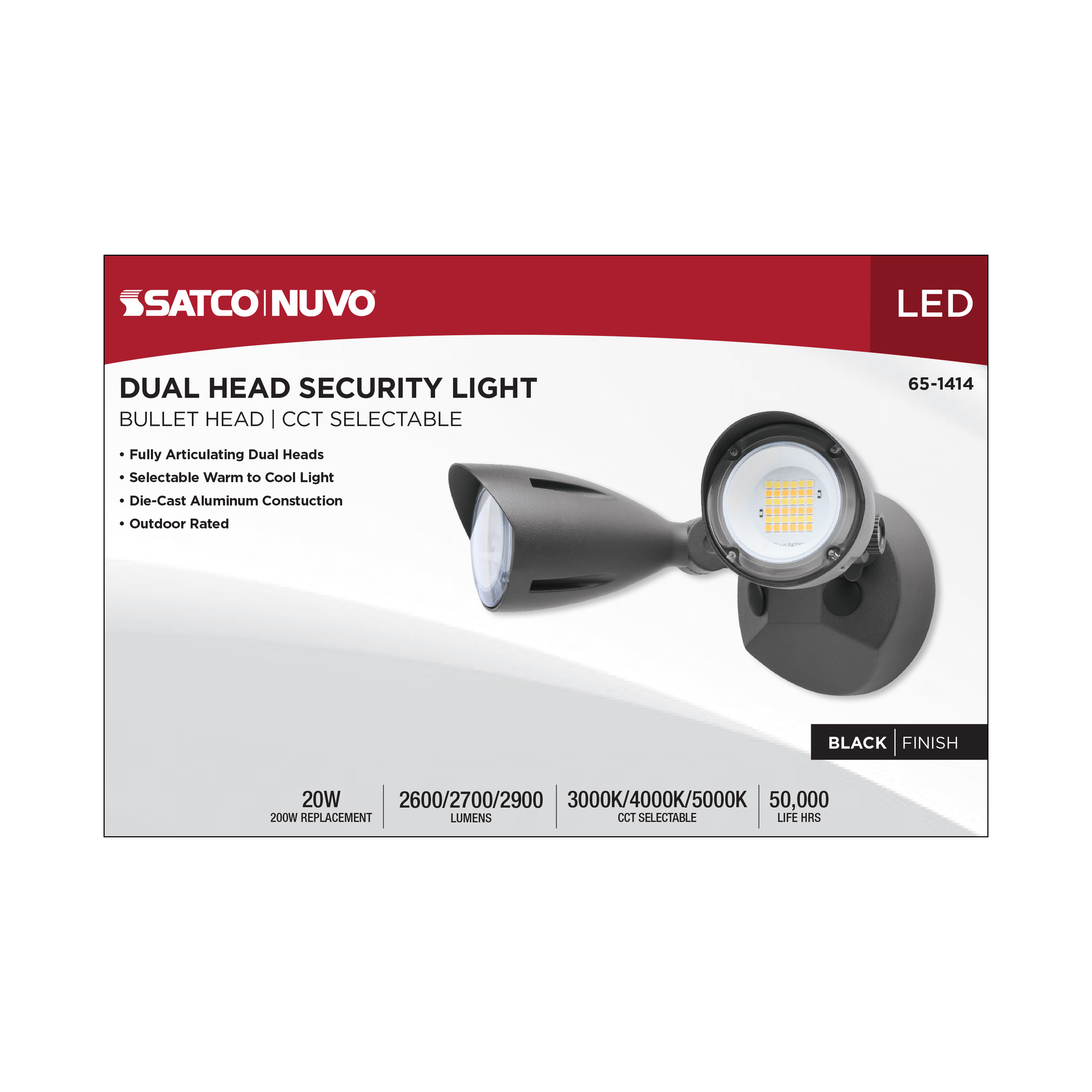 LED 2 BULLET HEAD SECURITY LGT - 65-1414