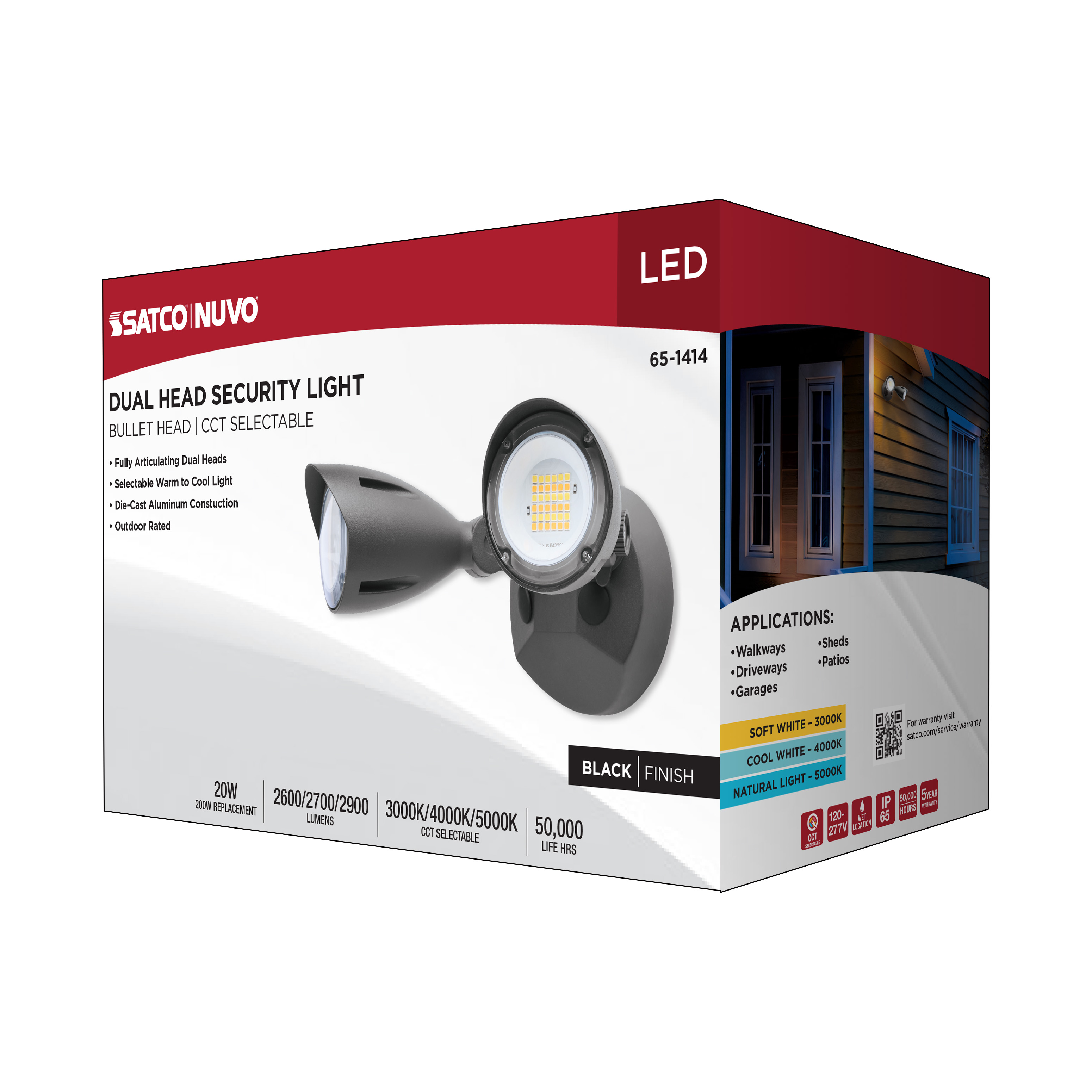 LED 2 BULLET HEAD SECURITY LGT - 65-1414