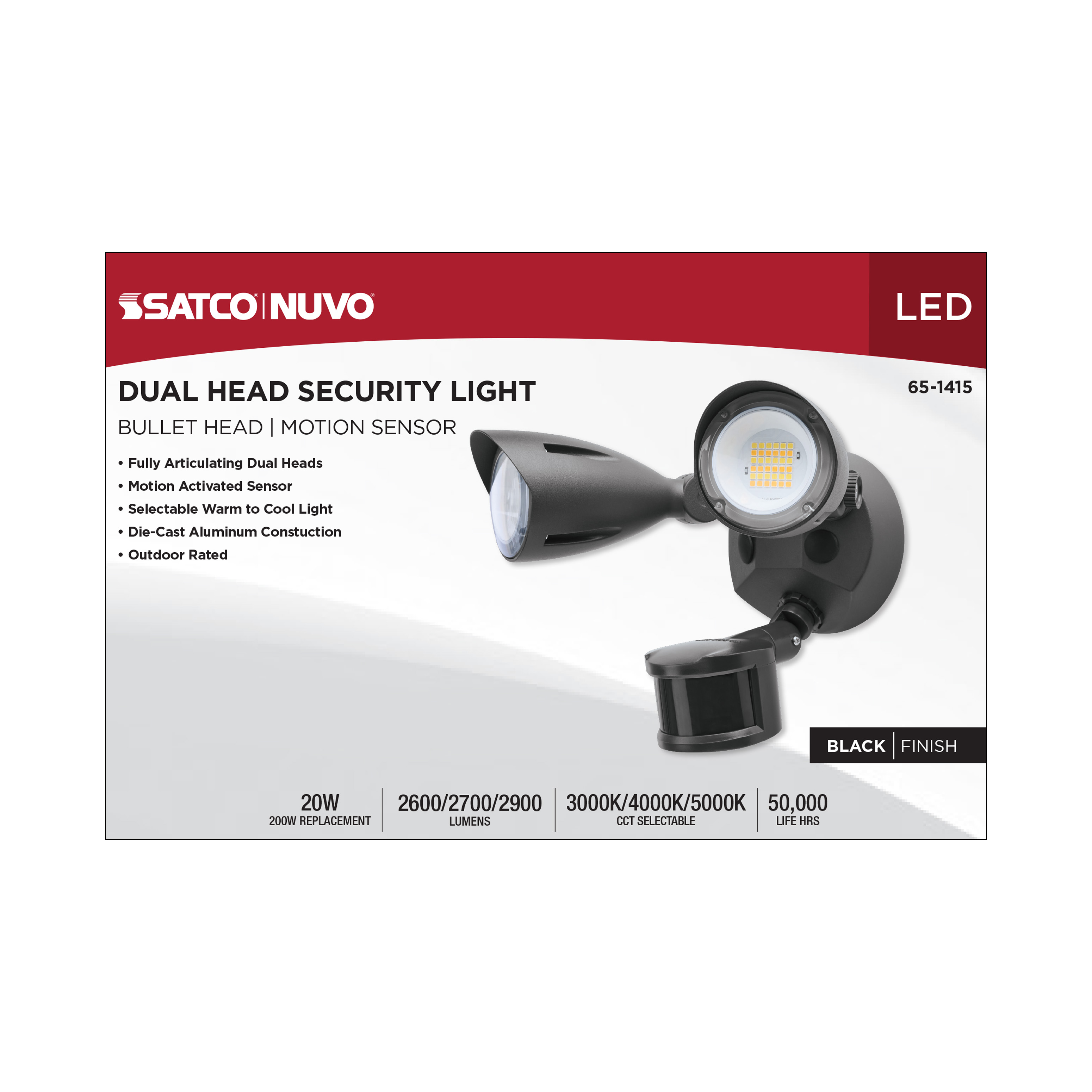 LED 2 BULLET HEAD SECURITY LGT - 65-1415