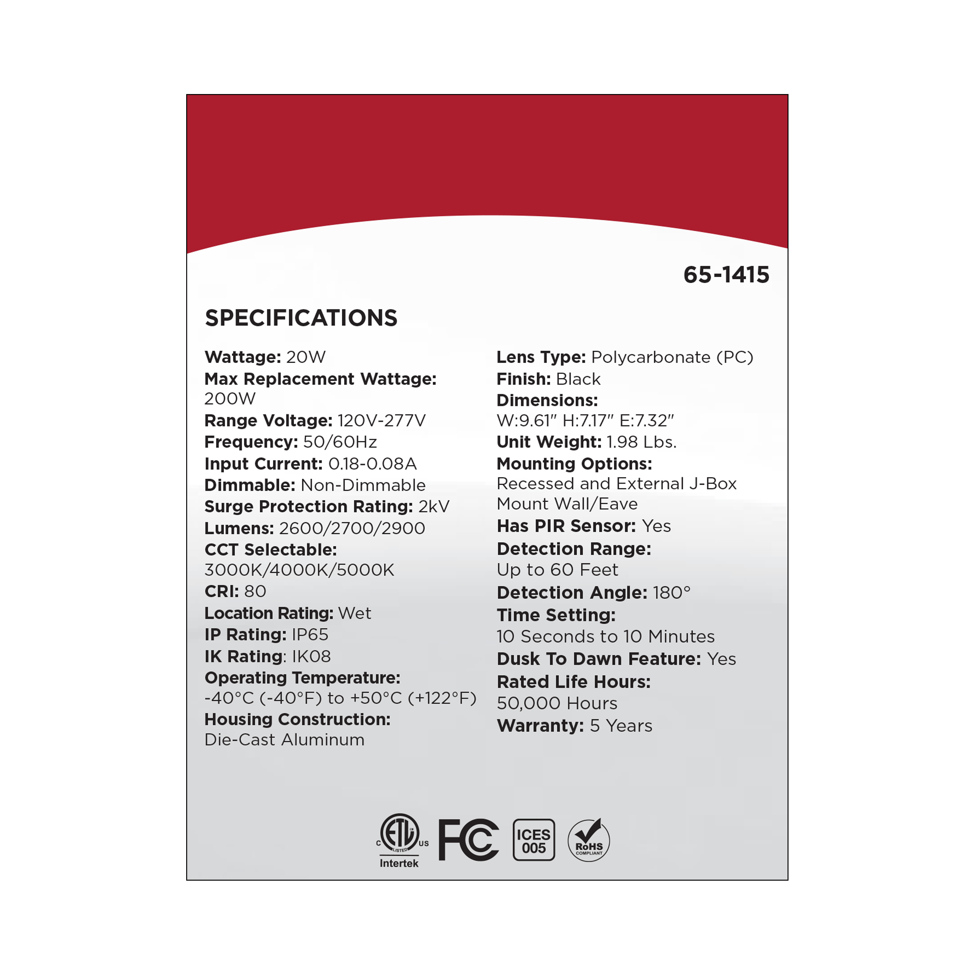 LED 2 BULLET HEAD SECURITY LGT - 65-1415