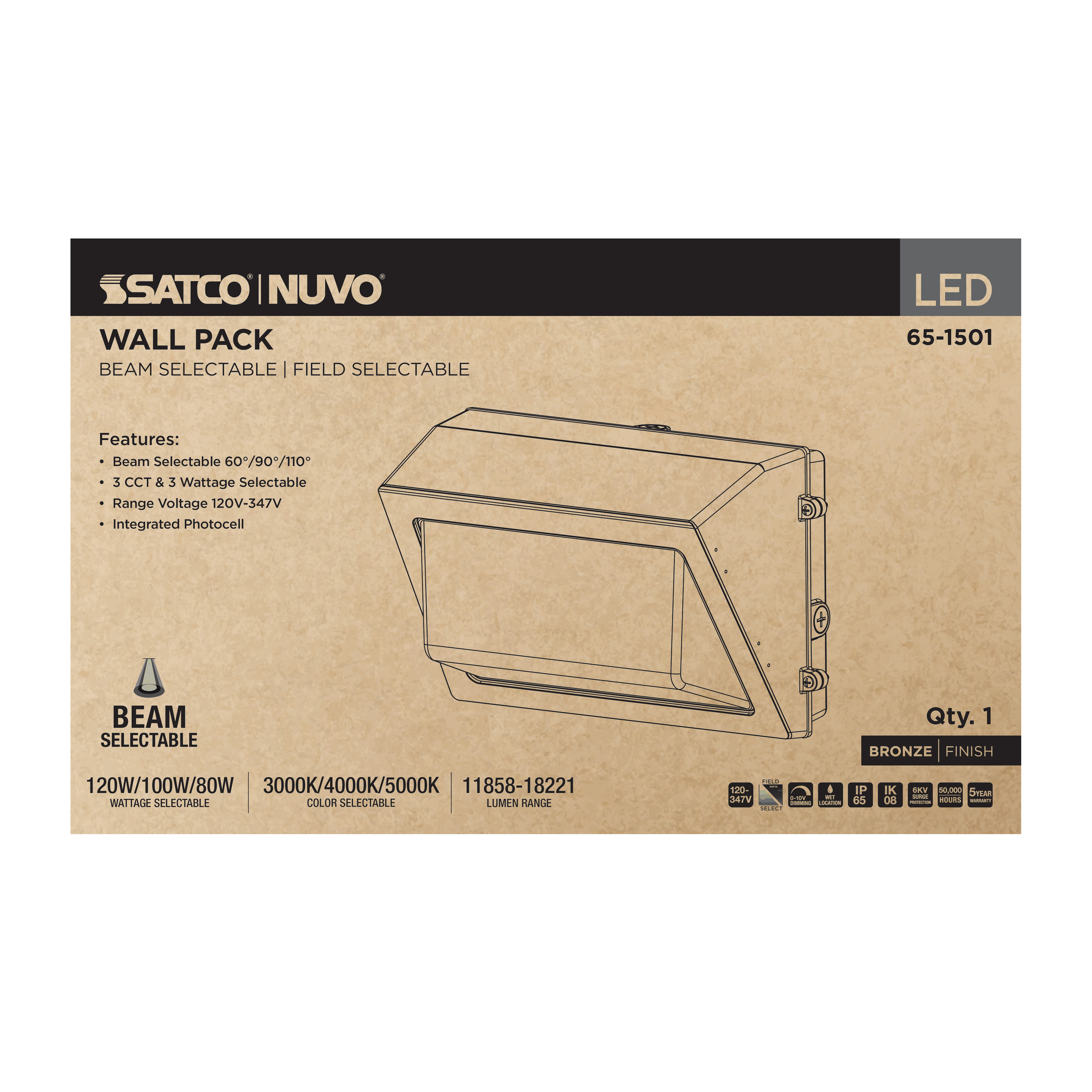 LED TRAD WALL PACK 120-347V - 65-1501