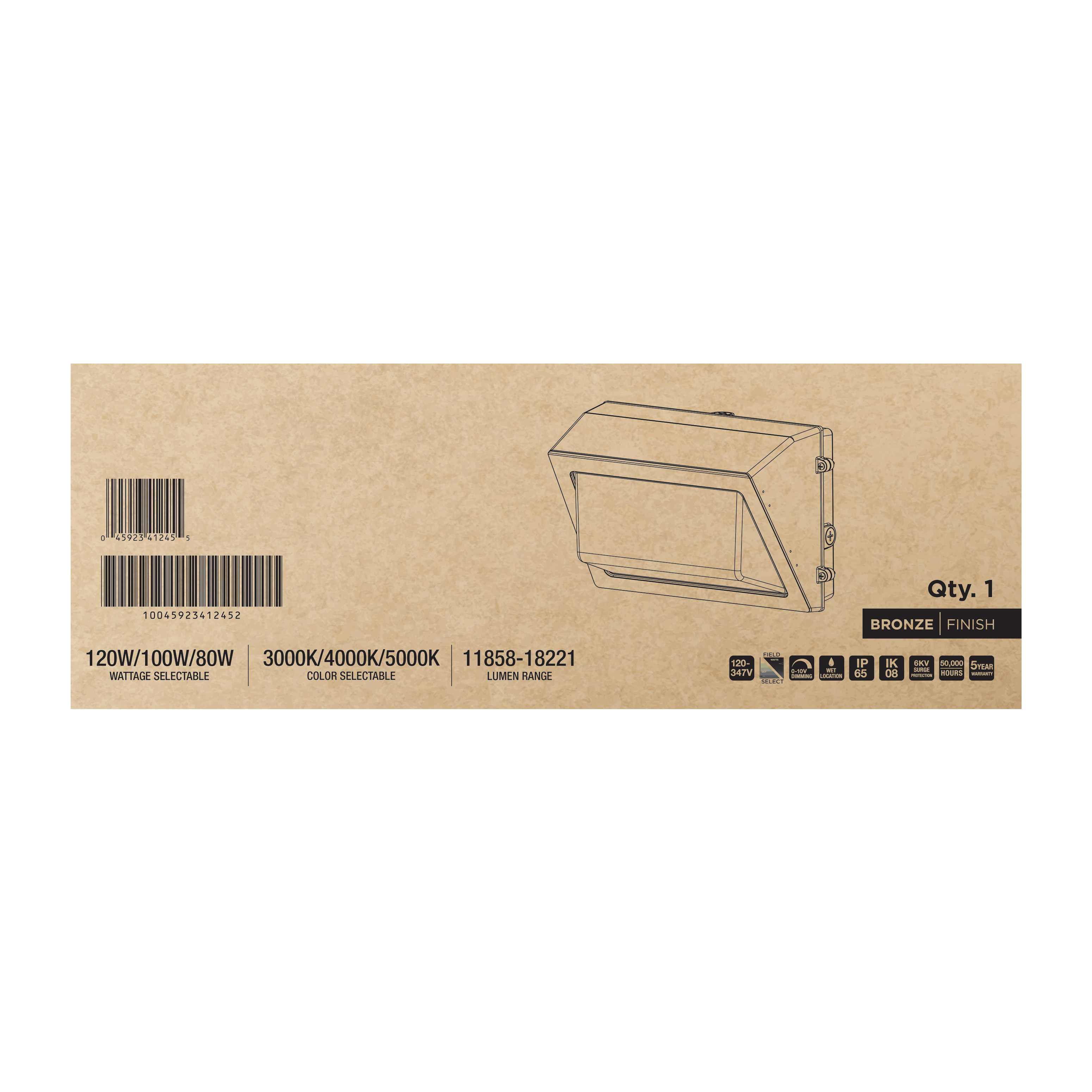 LED TRAD WALL PACK 120-347V - 65-1501