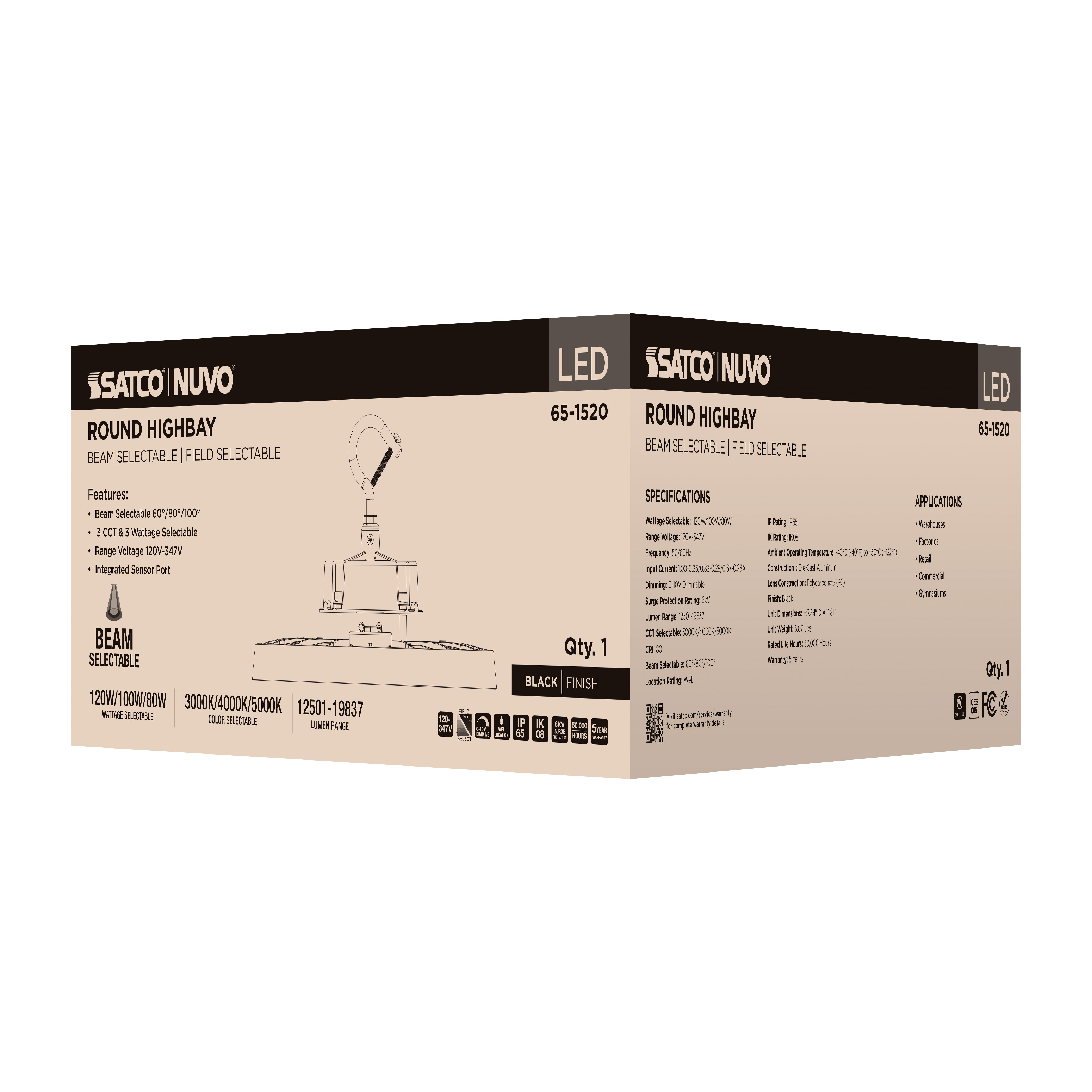 LED SELECTABLE HIGH BAY BLACK - 65-1520