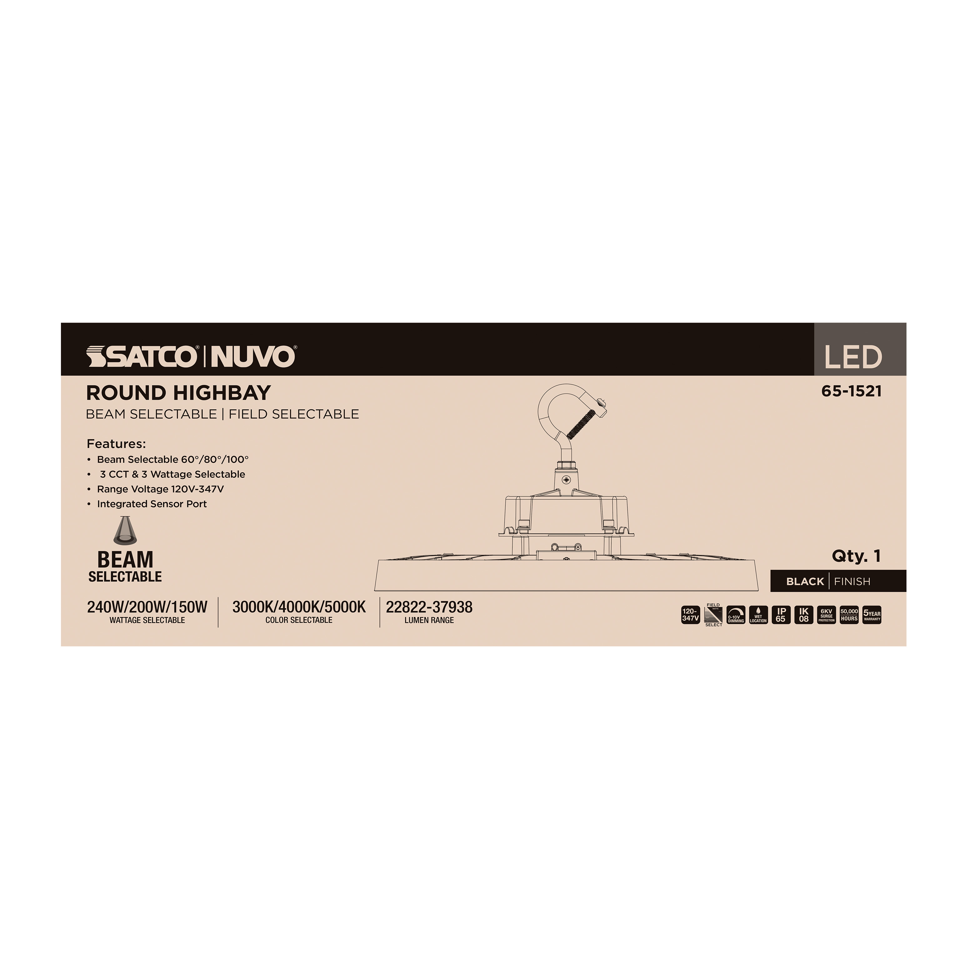 LED SELECTABLE HIGH BAY BLACK - 65-1521