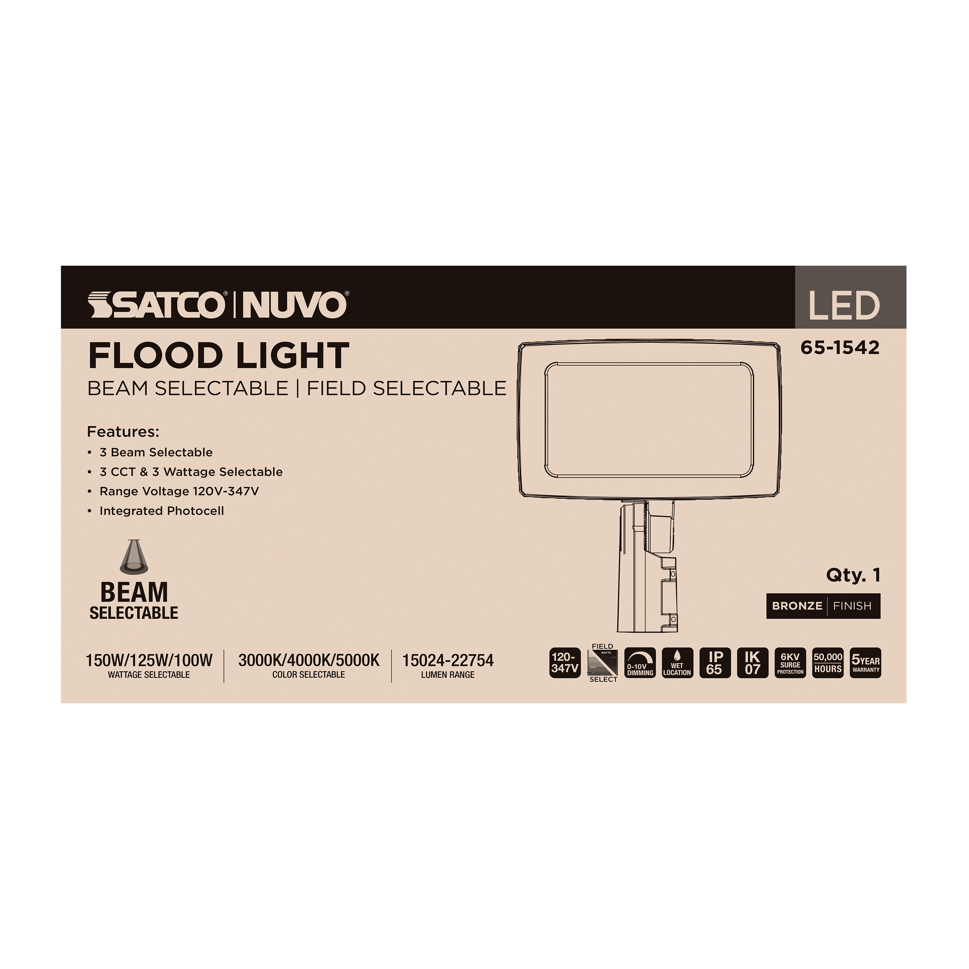 LED FLOOD LIGHT BRONZE FINISH - 65-1542