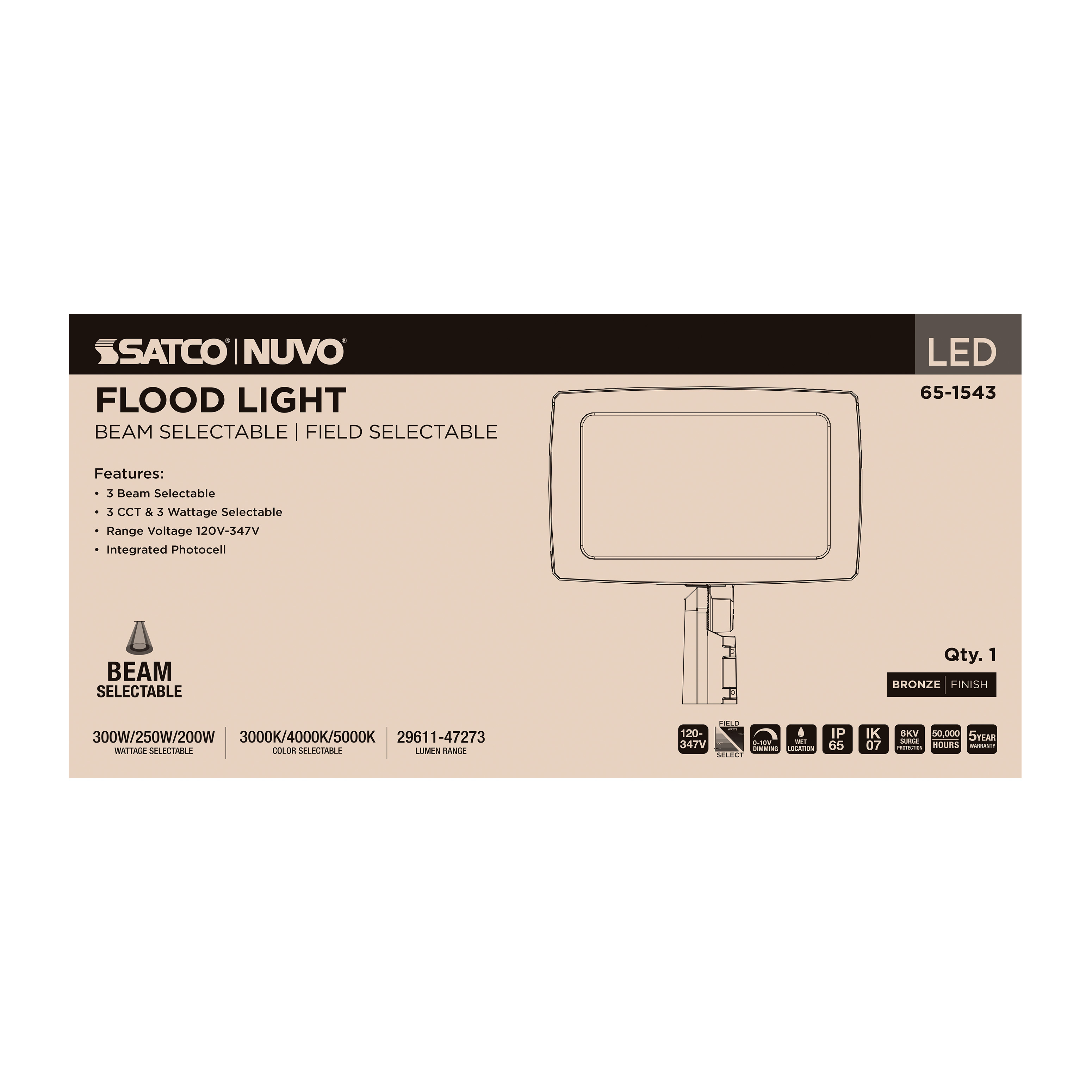 LED FLOOD LIGHT BRONZE FINISH - 65-1543