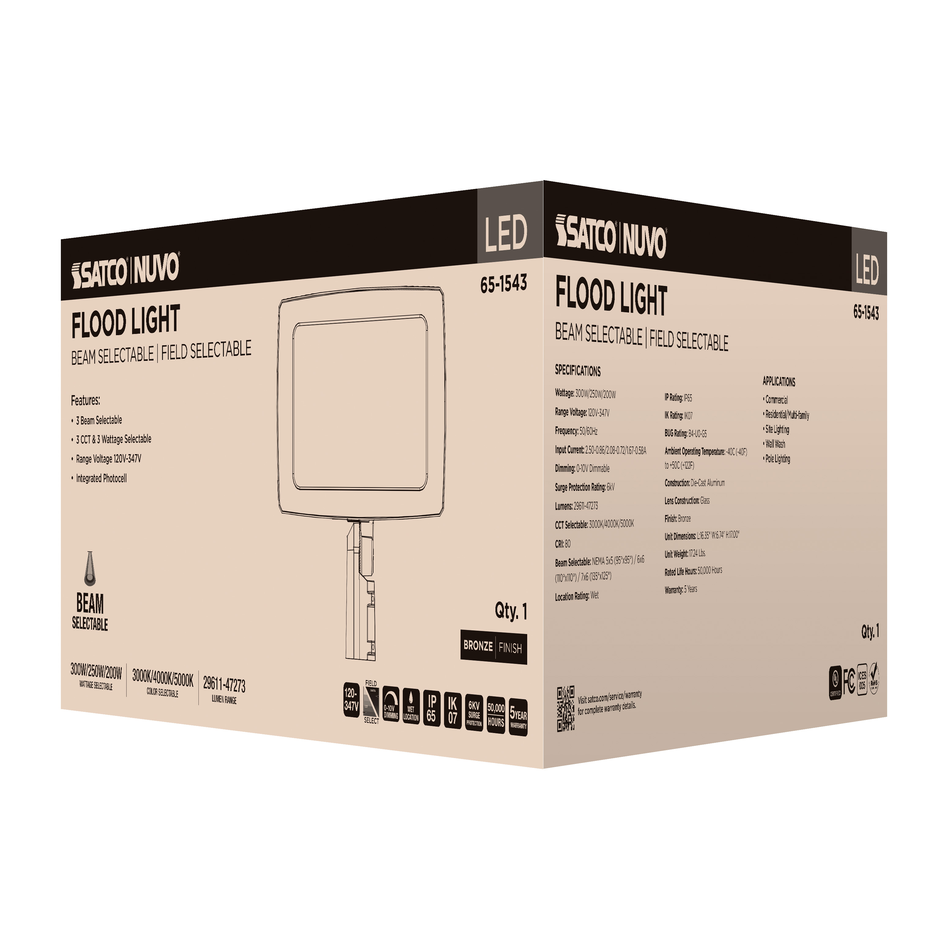 LED FLOOD LIGHT BRONZE FINISH - 65-1543