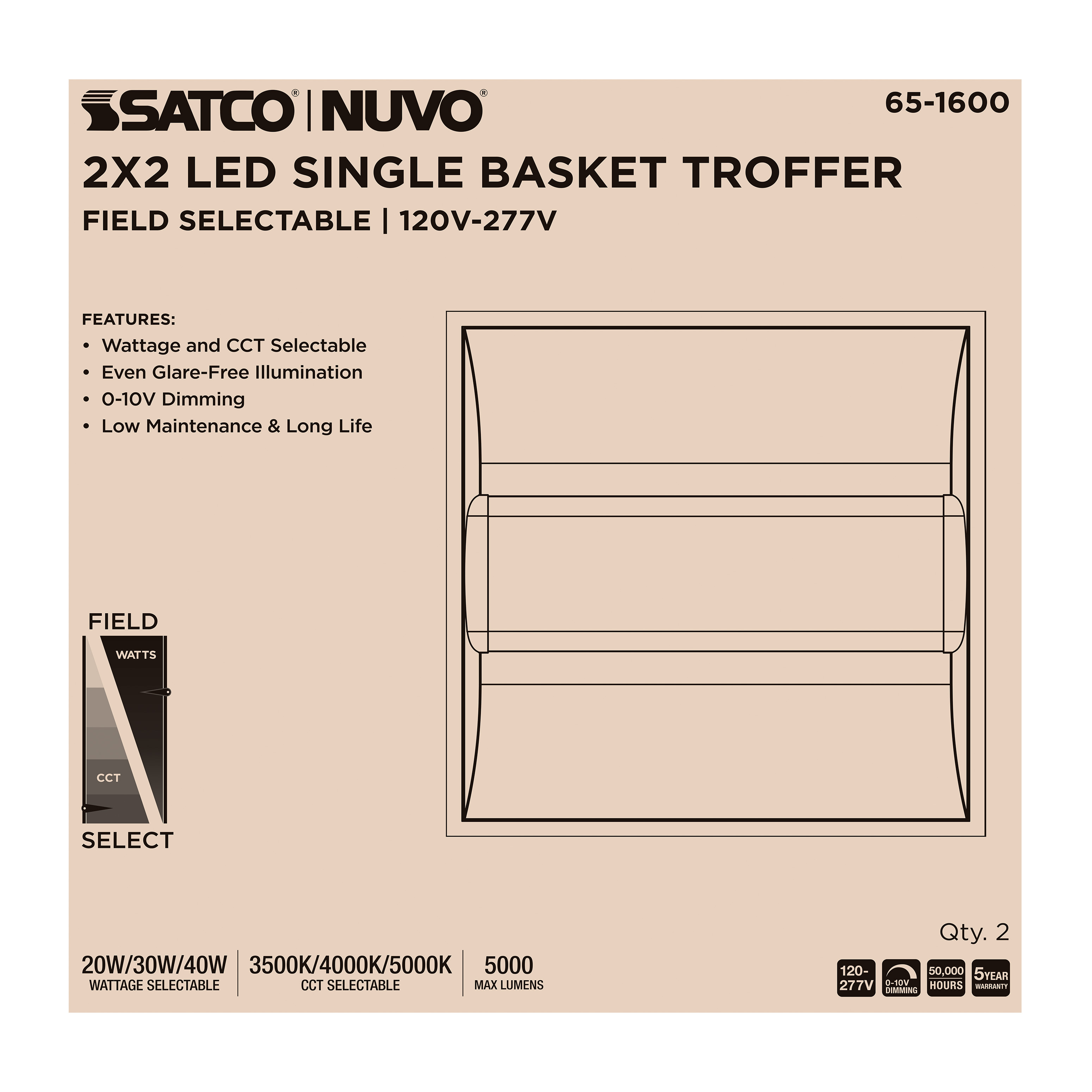 2X2 SINGLE BASKET TROFFER - 65-1600