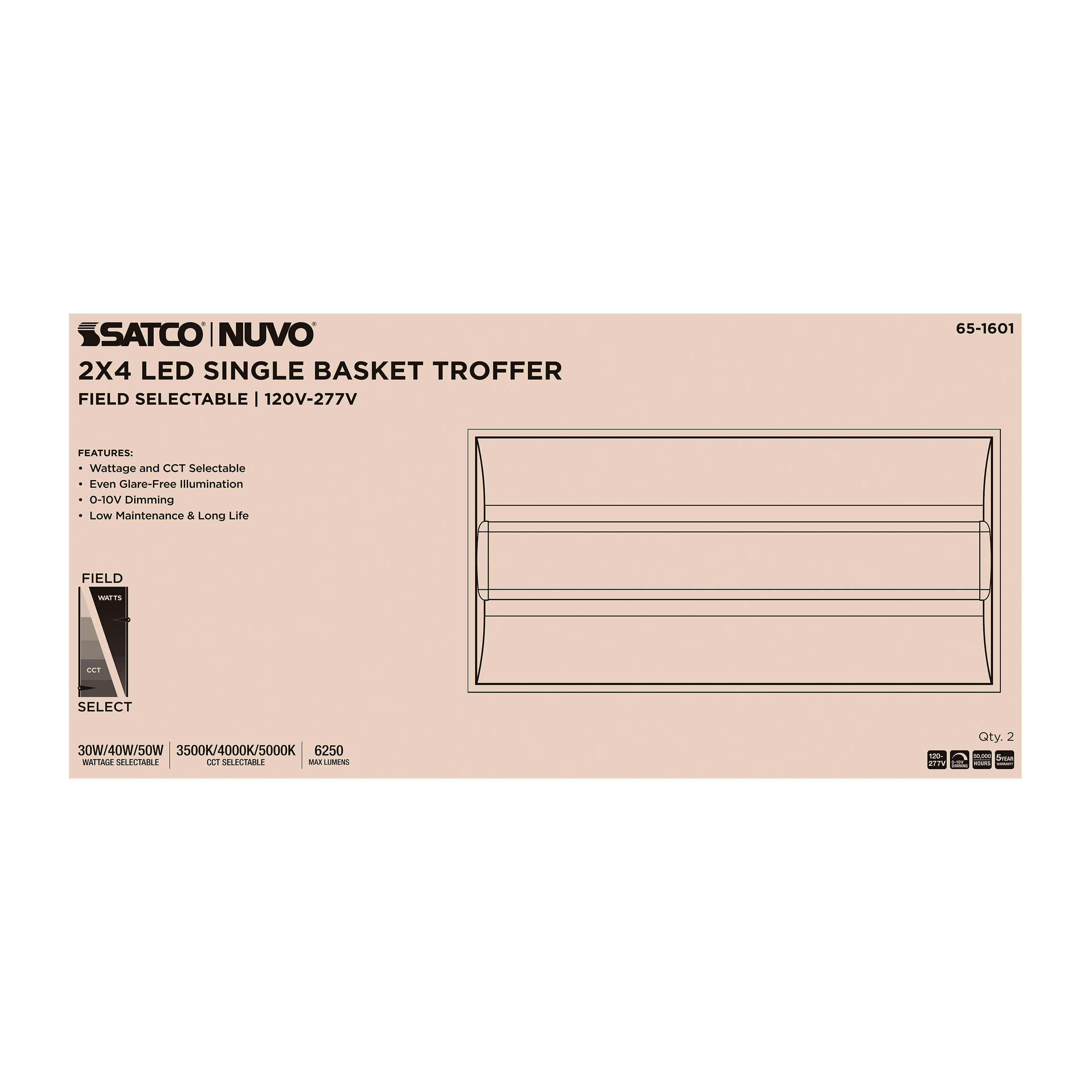 2X4 SINGLE BASKET TROFFER - 65-1601