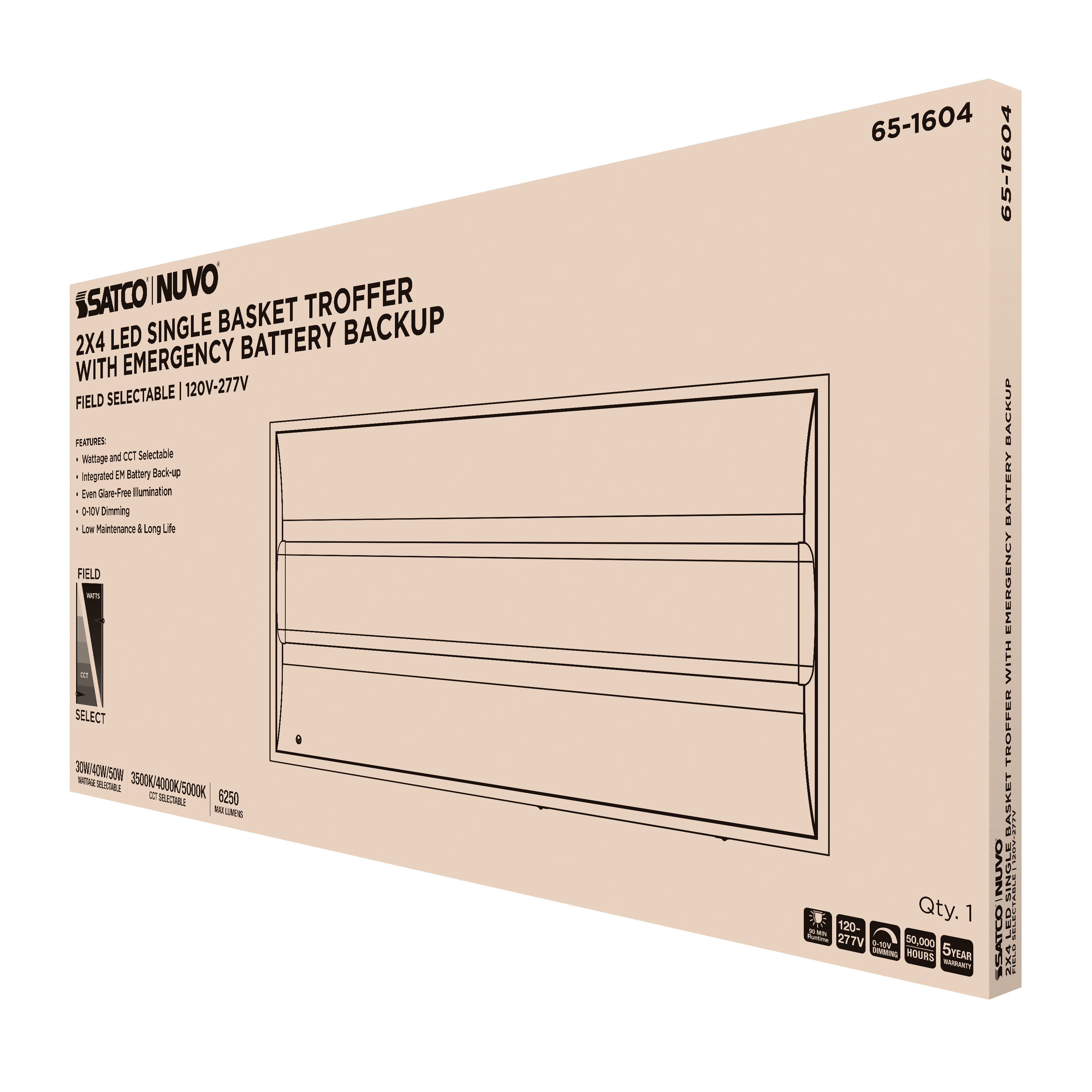 2X4 EM SINGLE BASKET TROFFER - 65-1604