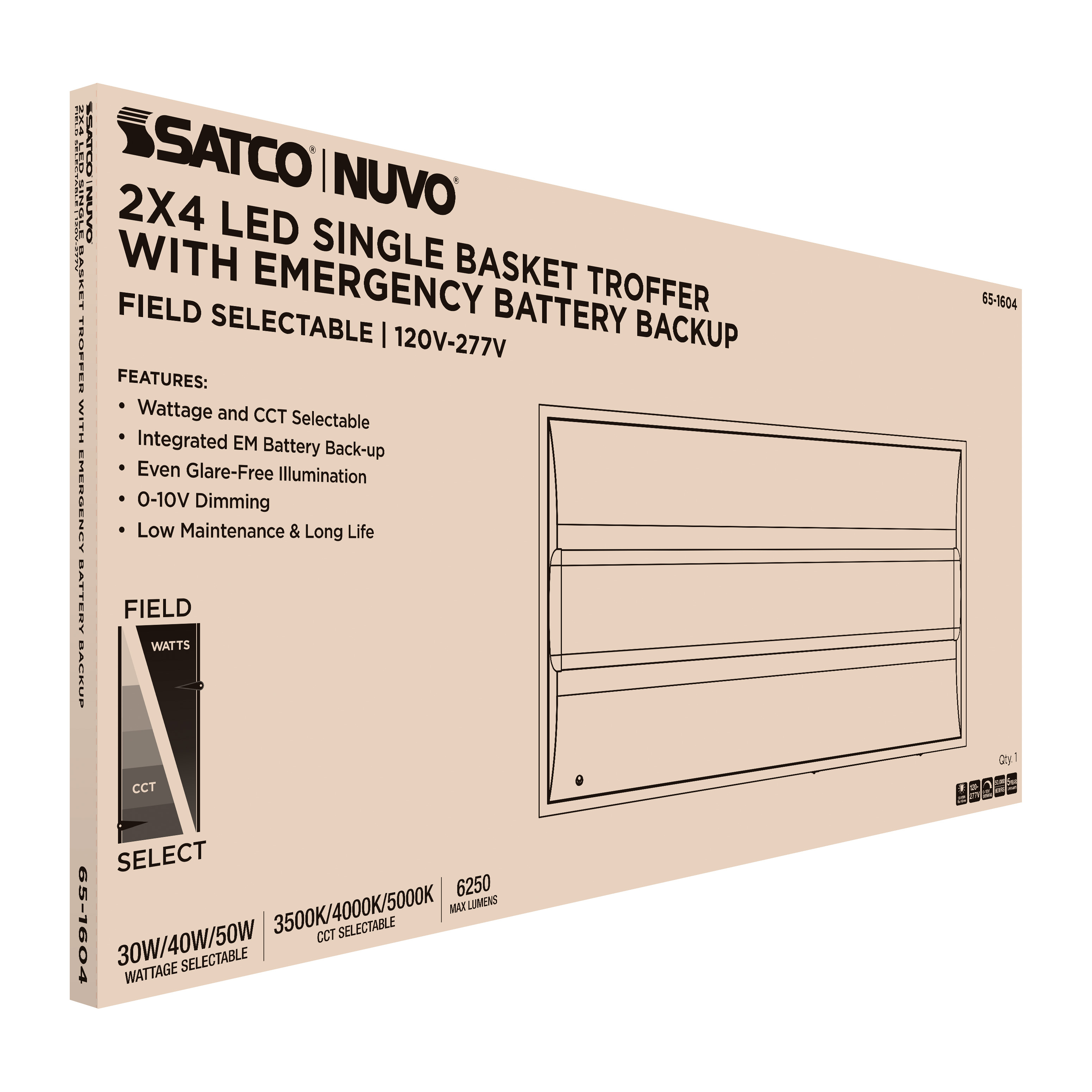 2X4 EM SINGLE BASKET TROFFER - 65-1604