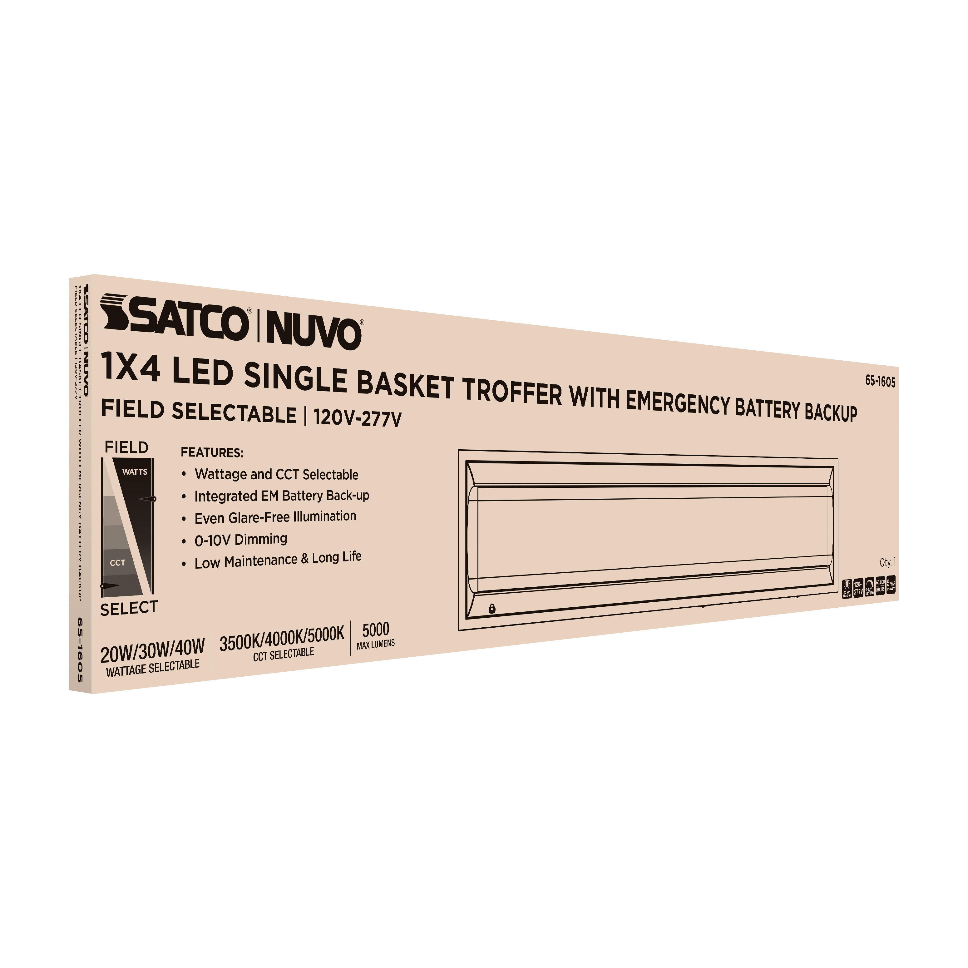 1X4 EM SINGLE BASKET TROFFER - 65-1605